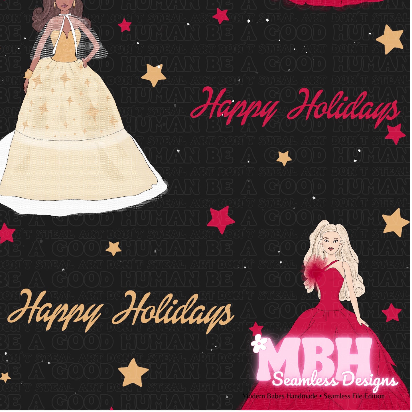 Happy Holidays Barbie Assorted Colorways Seamless Pattern