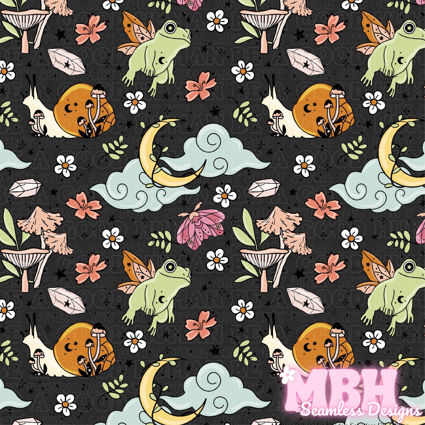 Mystical Cottagecore Assorted Colorways Seamless Pattern
