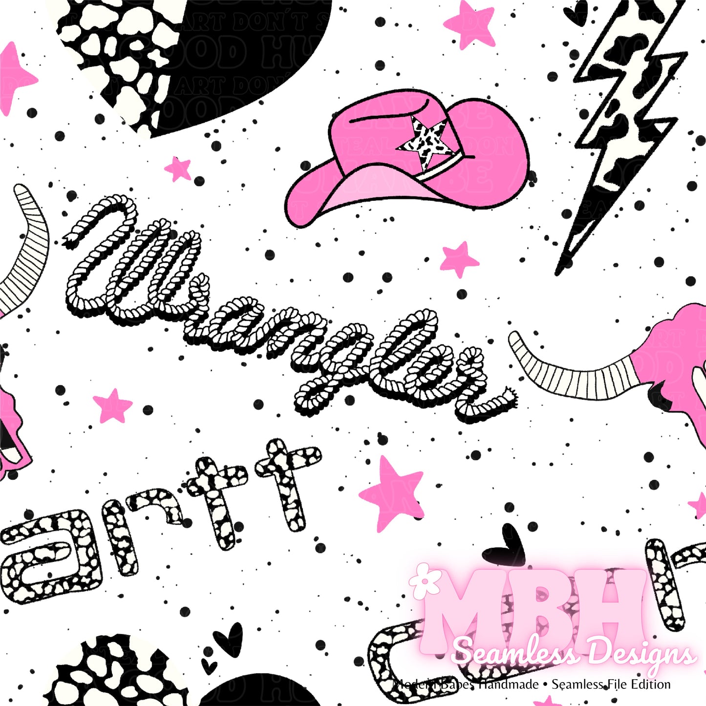 Carhartt Wrangler Cowgirl Seamless Pattern