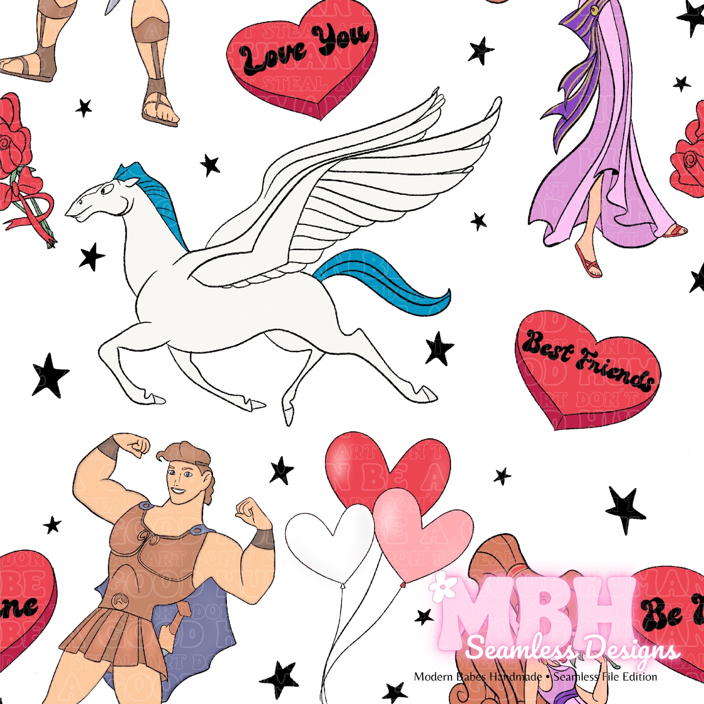Hercules Valentine Assorted Colorways Seamless Pattern