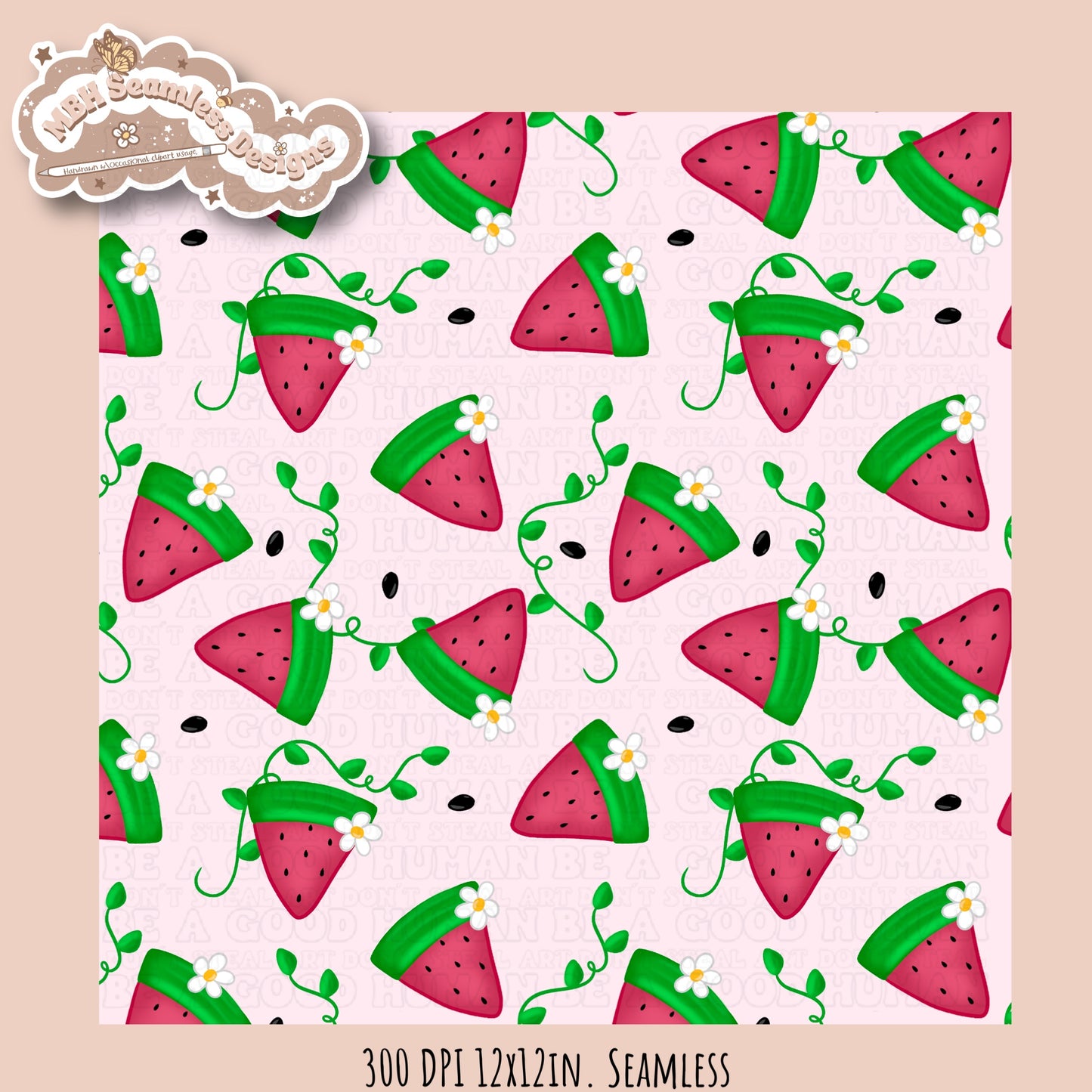 Watermelon Daisies Seamless Pattern • Multiple Colorways