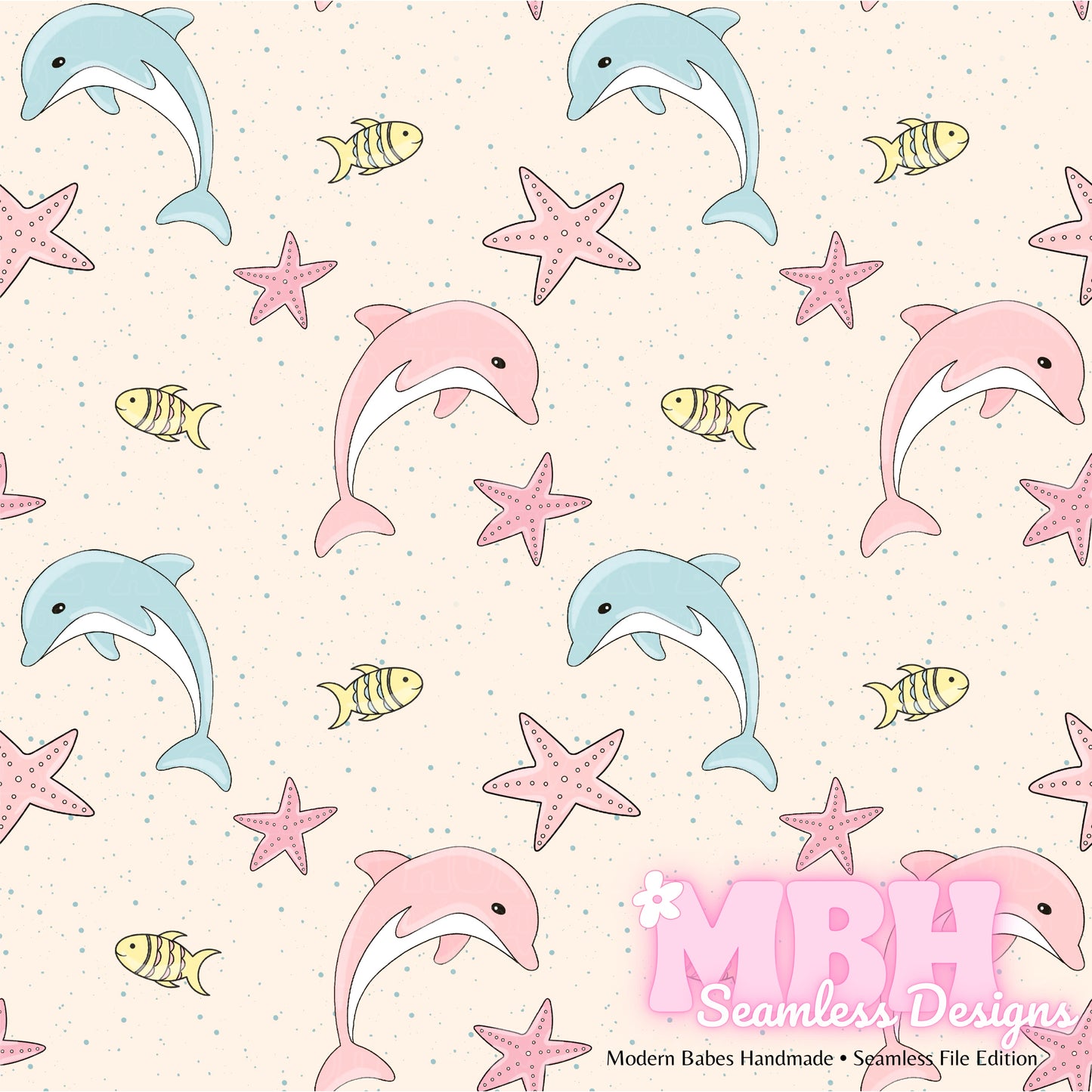 Boho Dolphins Seamless Pattetn MULTIPLE COLORWAYS