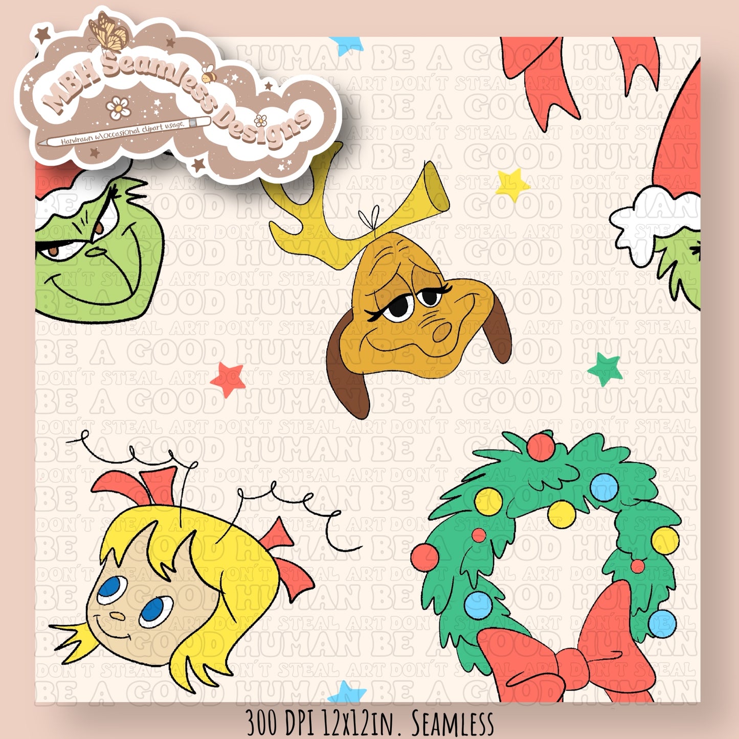 Grumpy Guy Faces Seamless Pattern