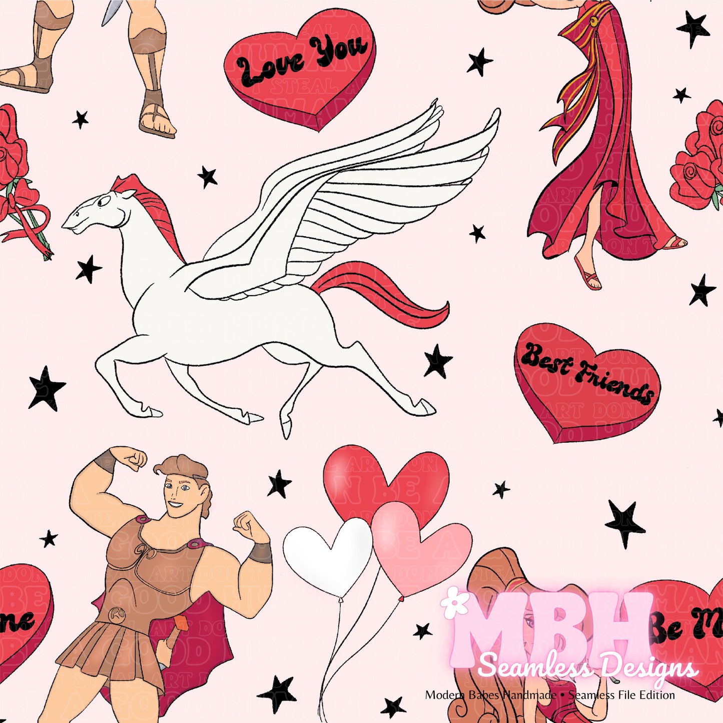 Hercules Valentine Assorted Colorways Seamless Pattern
