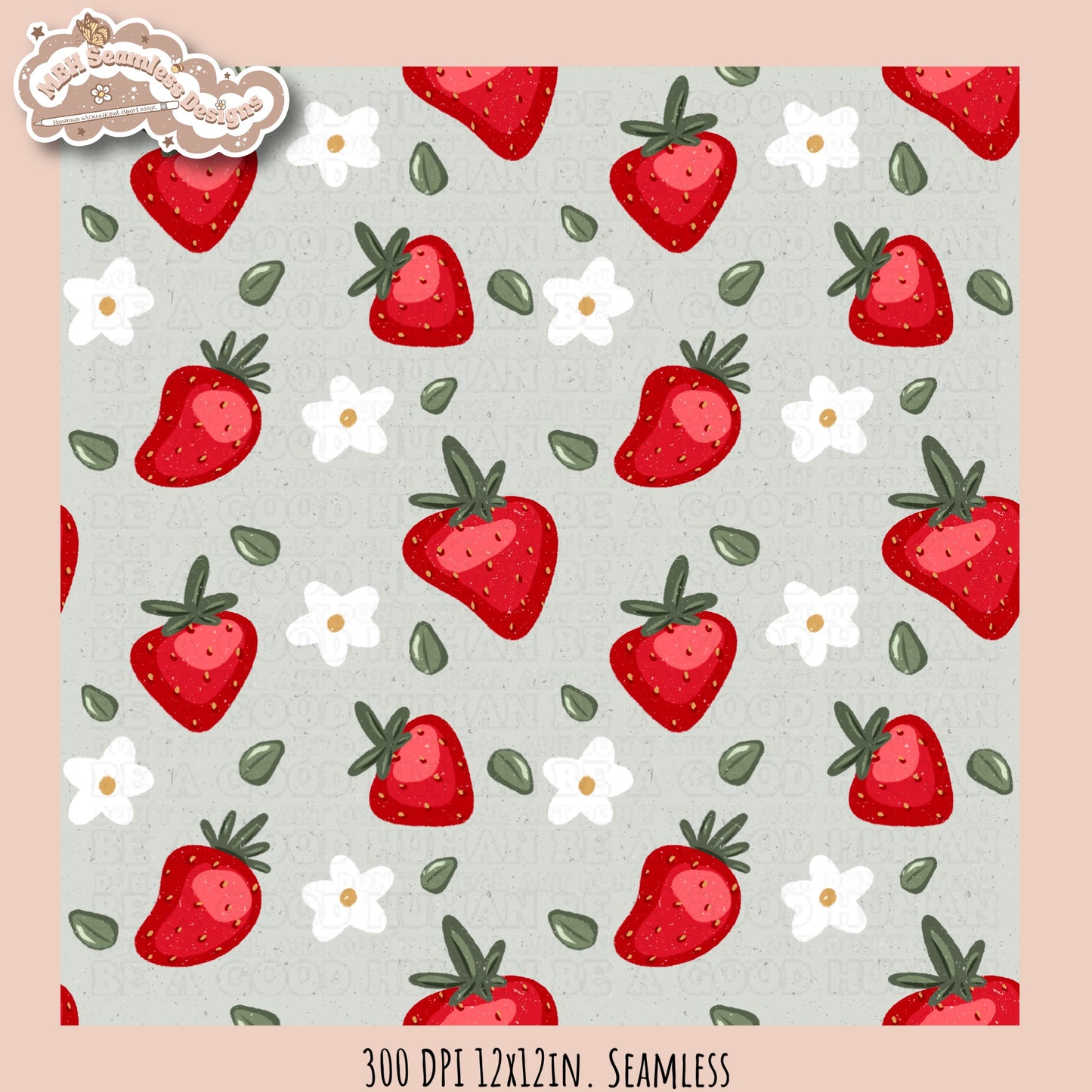 Strawberry Floral Seamless Pattern MULTIPLE COLORWAYS