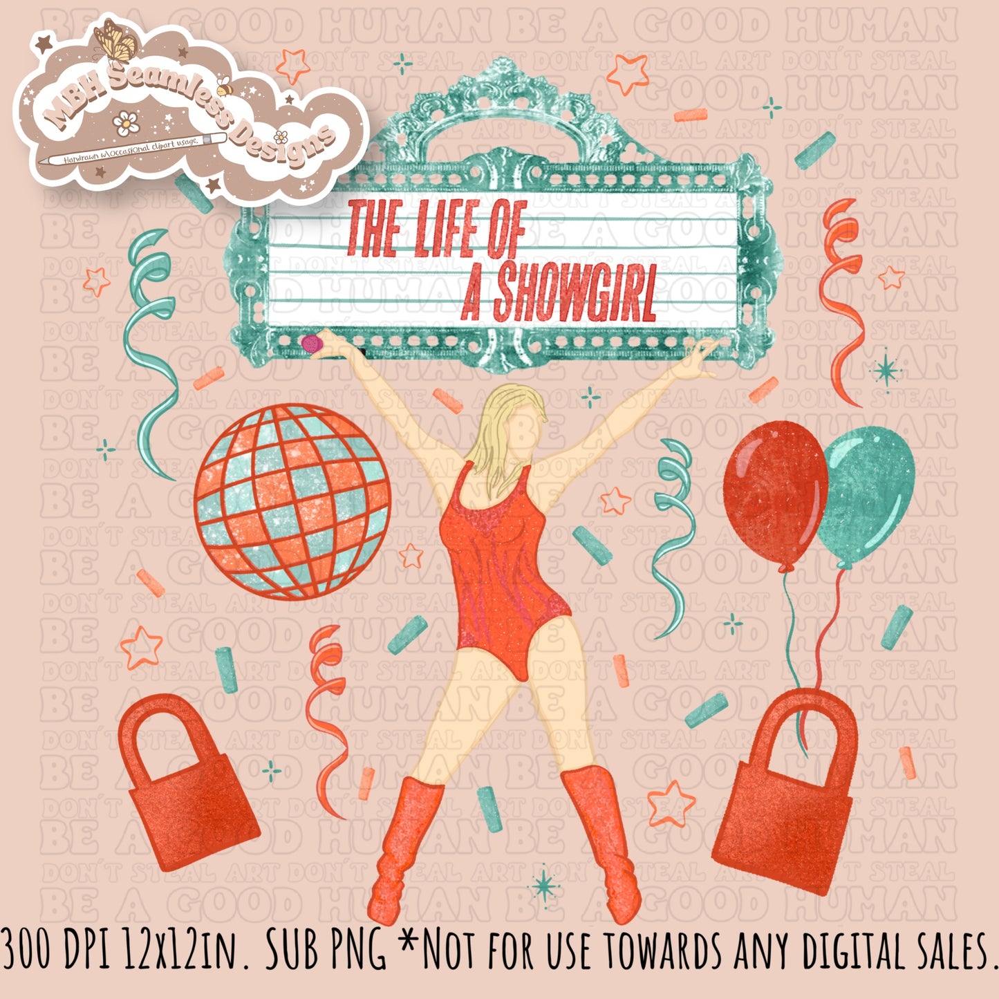 TS12 Showgirl Seamless Pattern // PNG // Assorted Colorway Options
