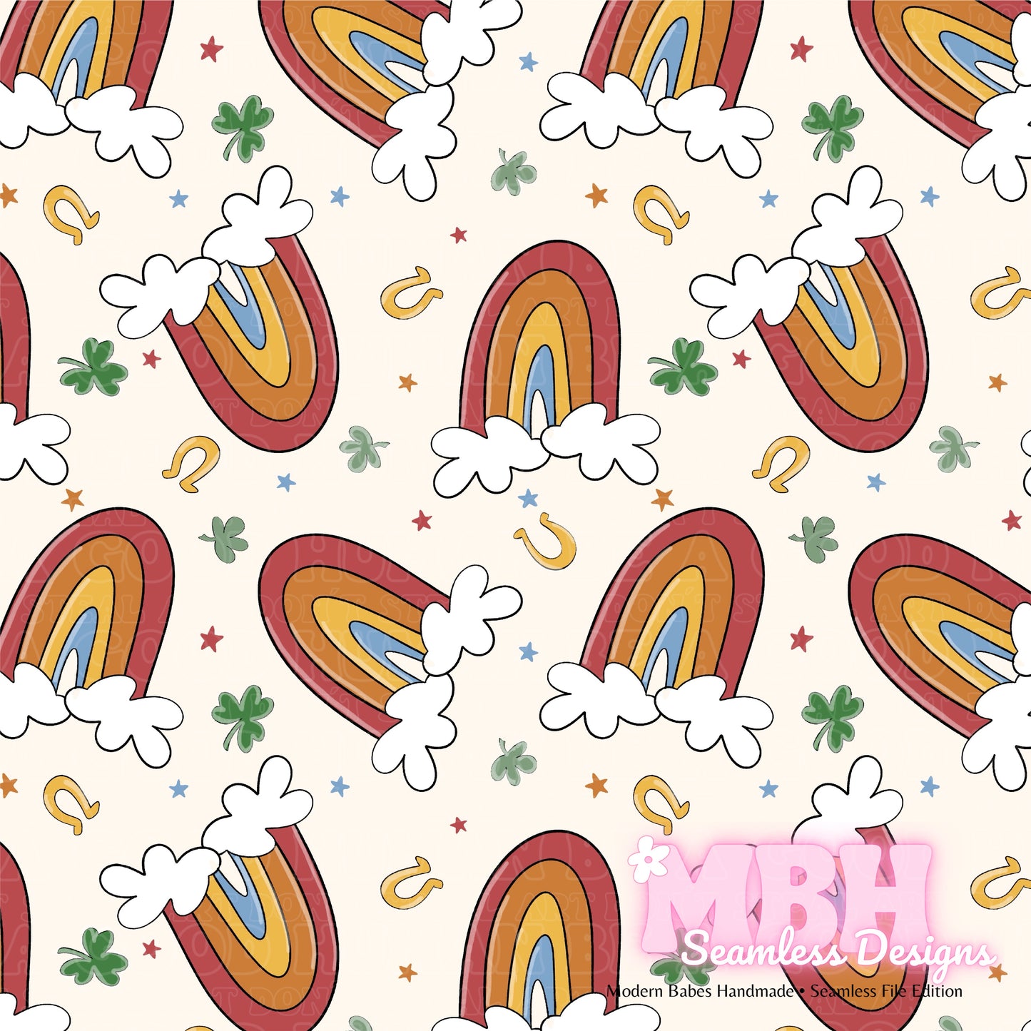 St. Patty’s Day Rainbows Assorted Colorways Seamless Pattern