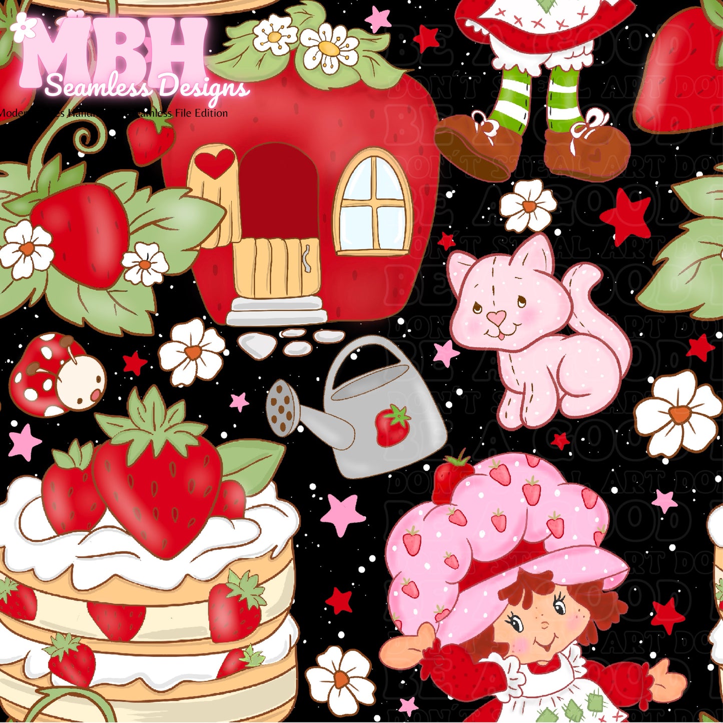 Strawberry Shortcake MULTIPLE COLORWAYS Seamless Pattern