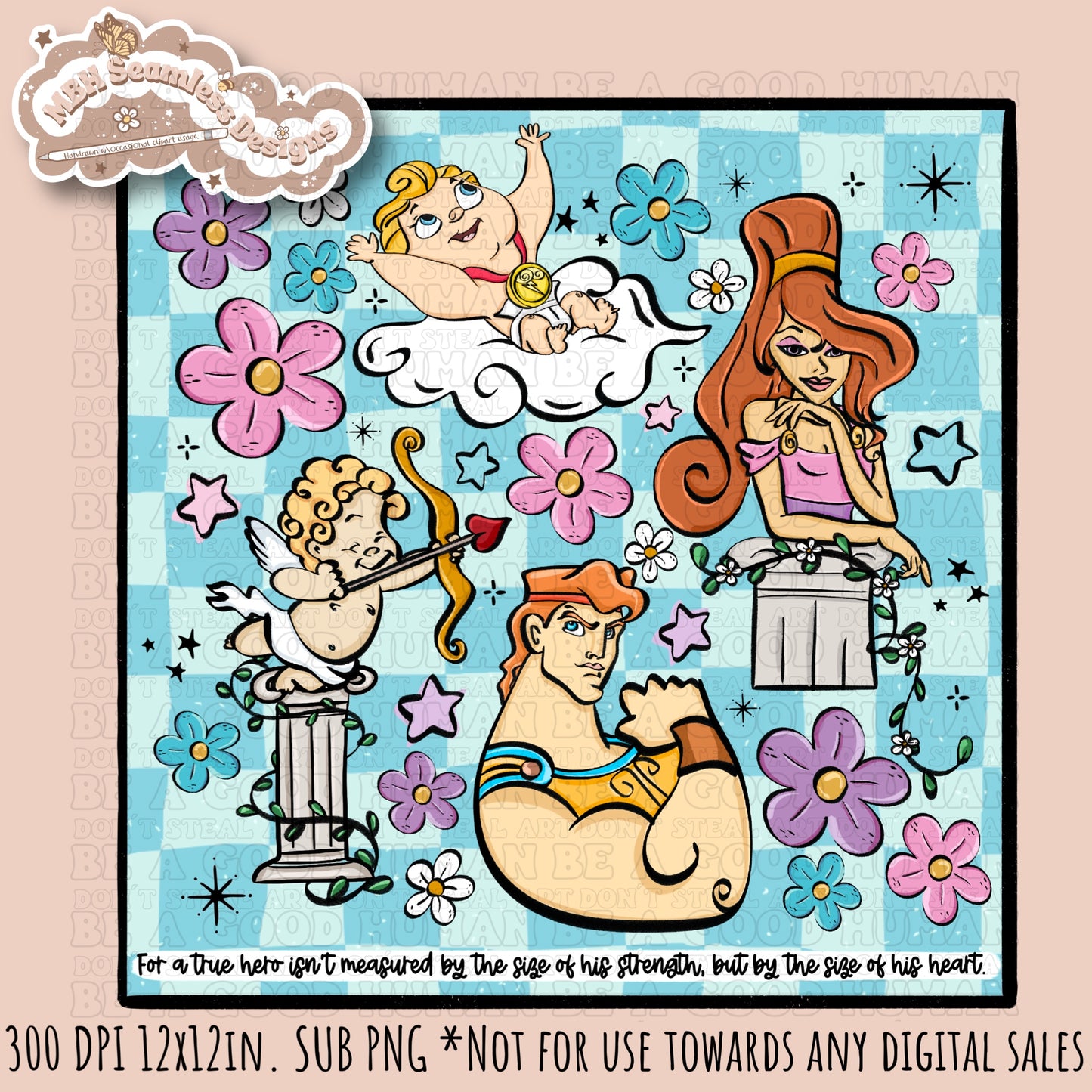Floral Hercules Seamless Pattern & PNG Assorted Colorways