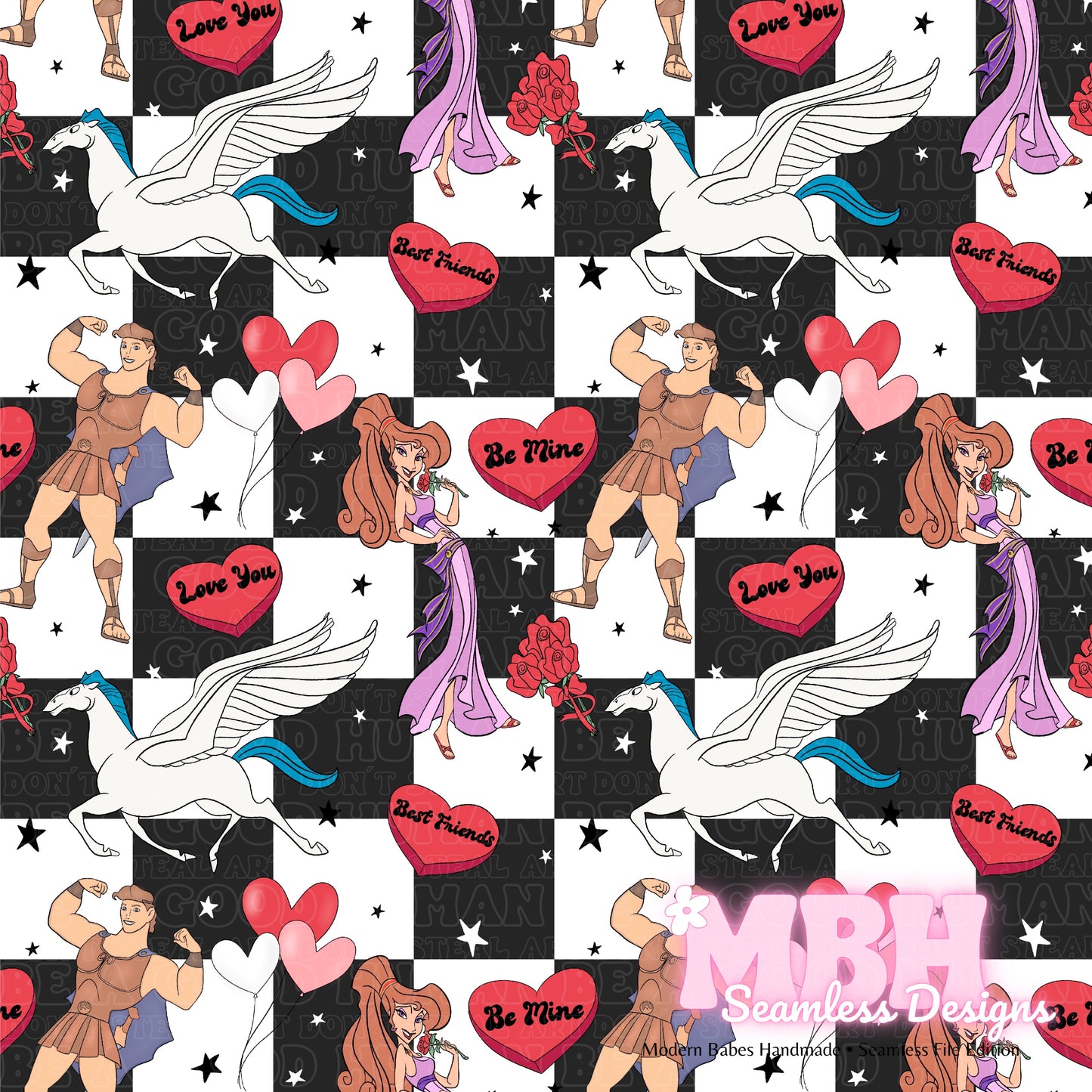 Hercules Valentine Assorted Colorways Seamless Pattern