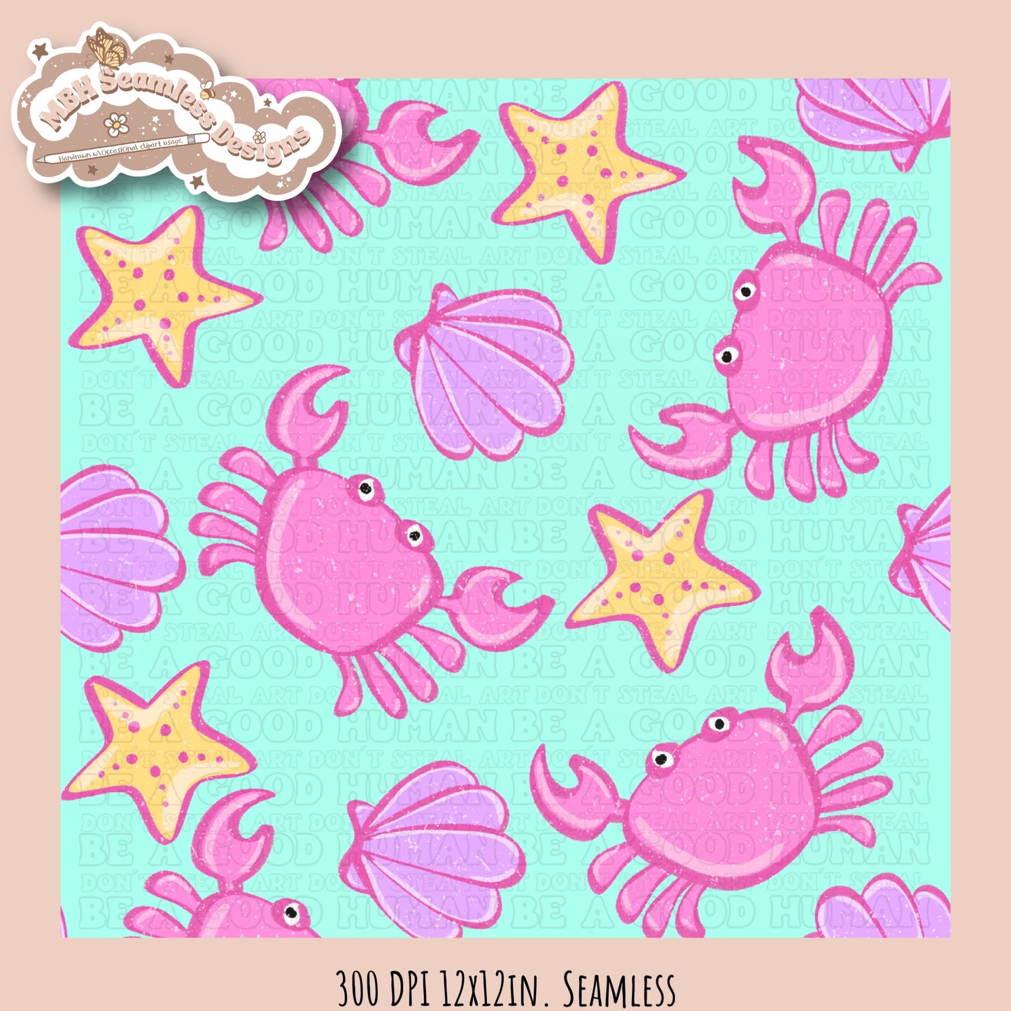 Girly Crabs Seamless Pattern & PNG•Multiple Colorway Options