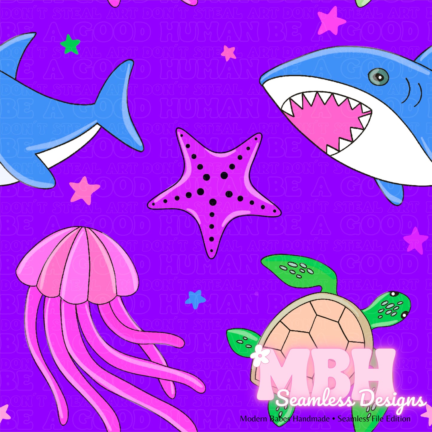Ocean Life SAFE SWIM Seamless Pattern MULTIPLE COLORWAYS