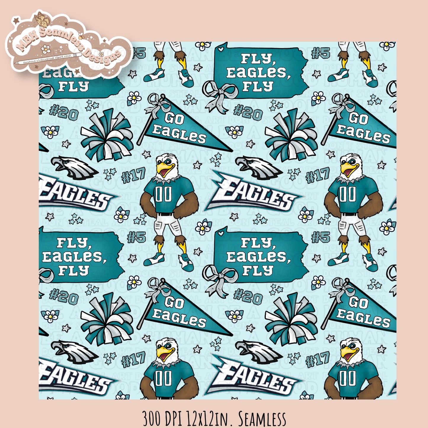 Eagles x Daisies Football Seamless Pattern // Assorted Colorways