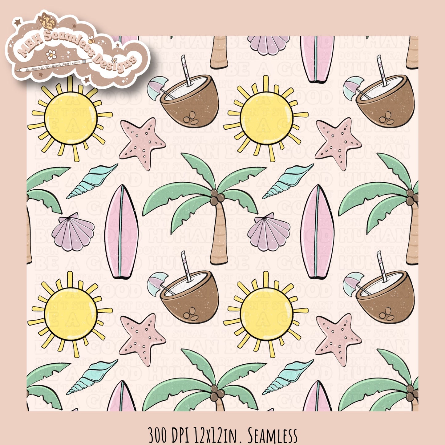 Beach Vibes Seamless Pattern • Multiple Colorways