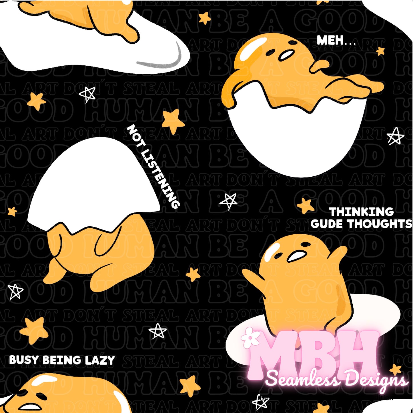 Gudetama Quotes Seamless Pattern MULTIPLE COLORWAYS