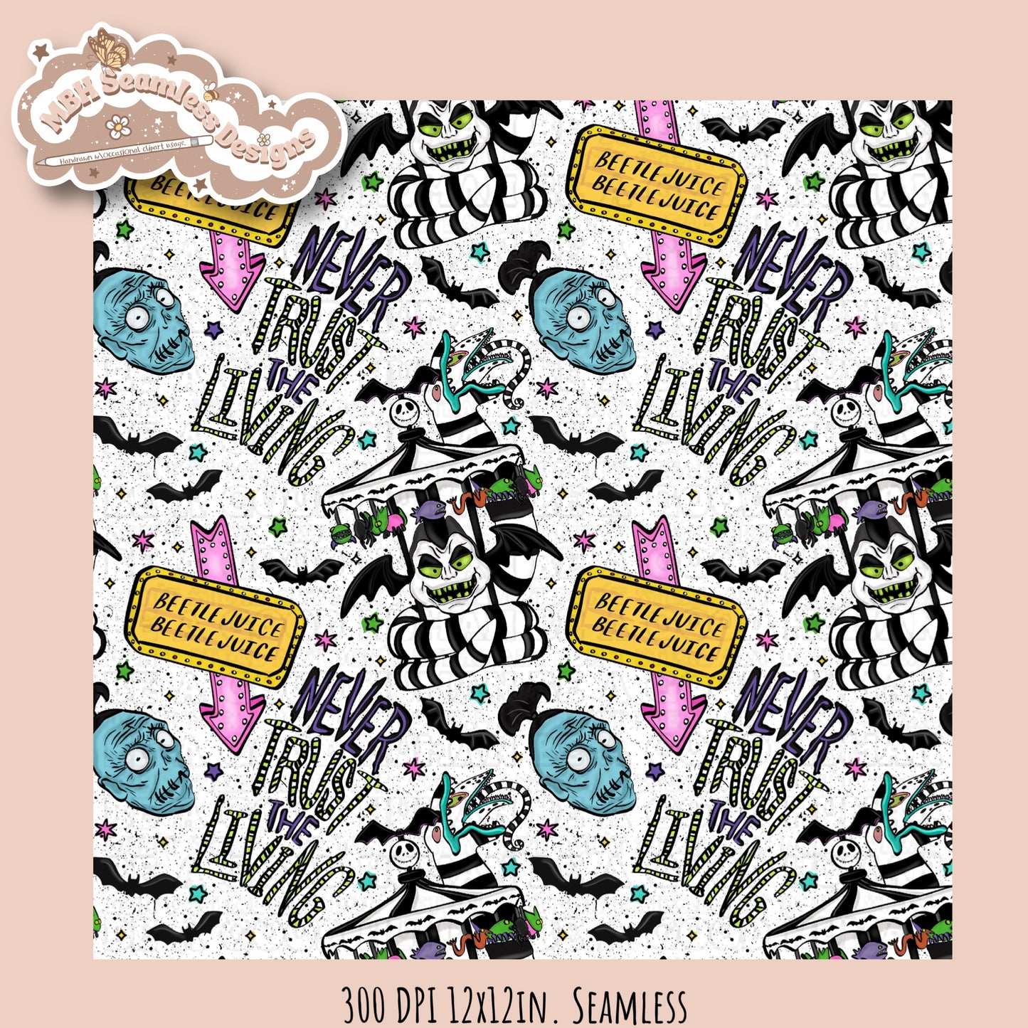 Never Trust The Living Seamless Pattern // PNG // Multiple Colorway Options