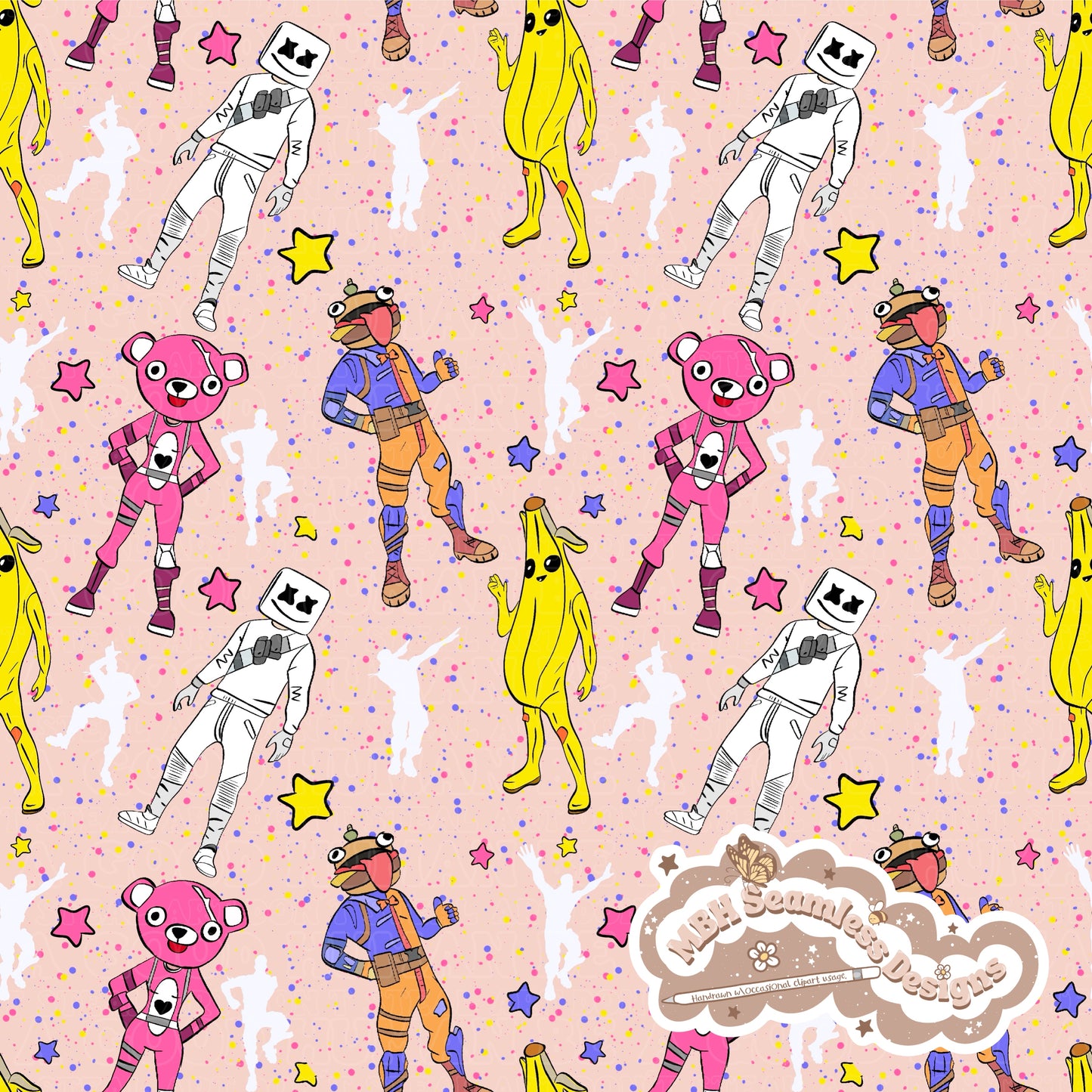Fortnite Dance Moves Seamless Pattern MULTIPLE COLORWAYS