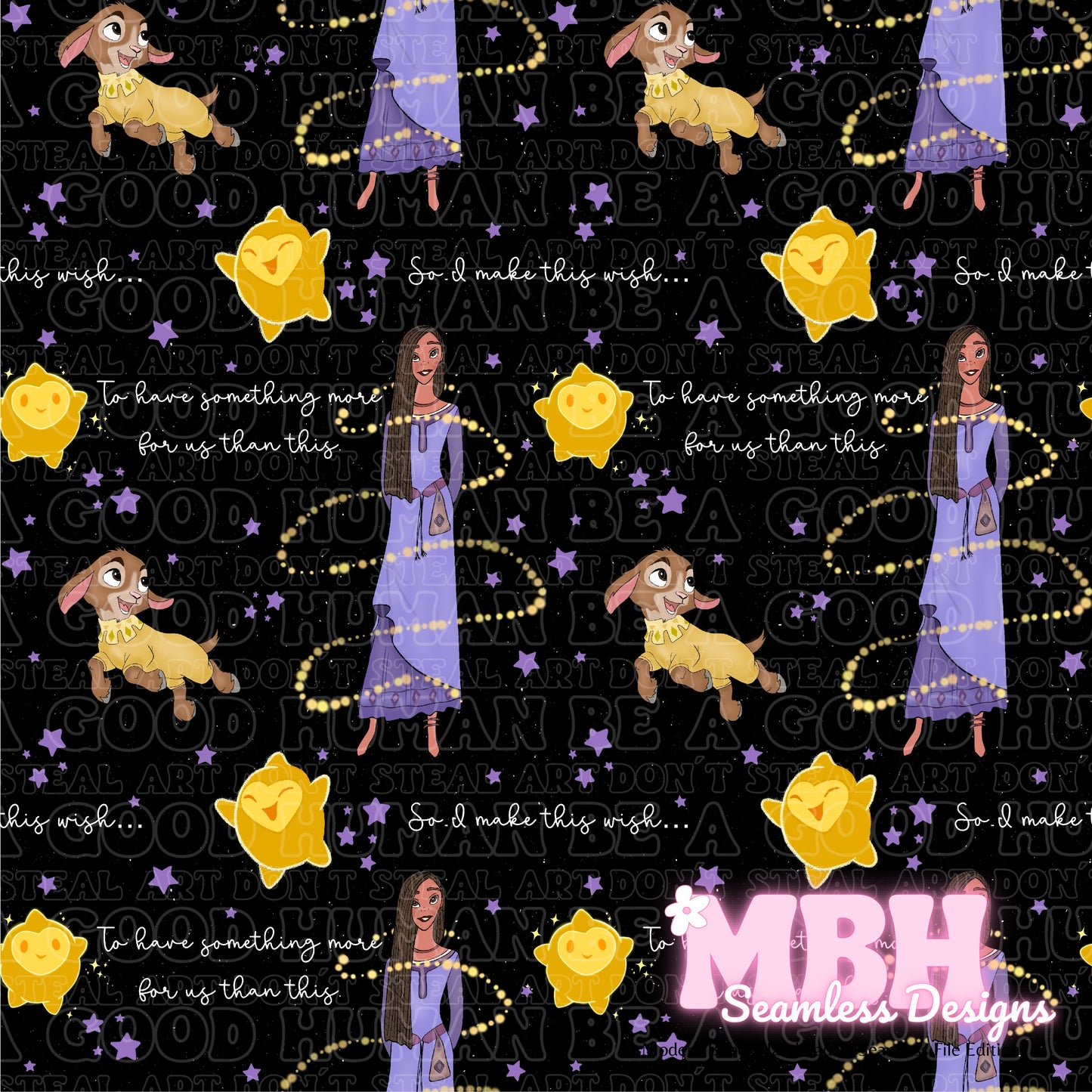 WISH Lyrics Assorted Colorways Seamless Pattern