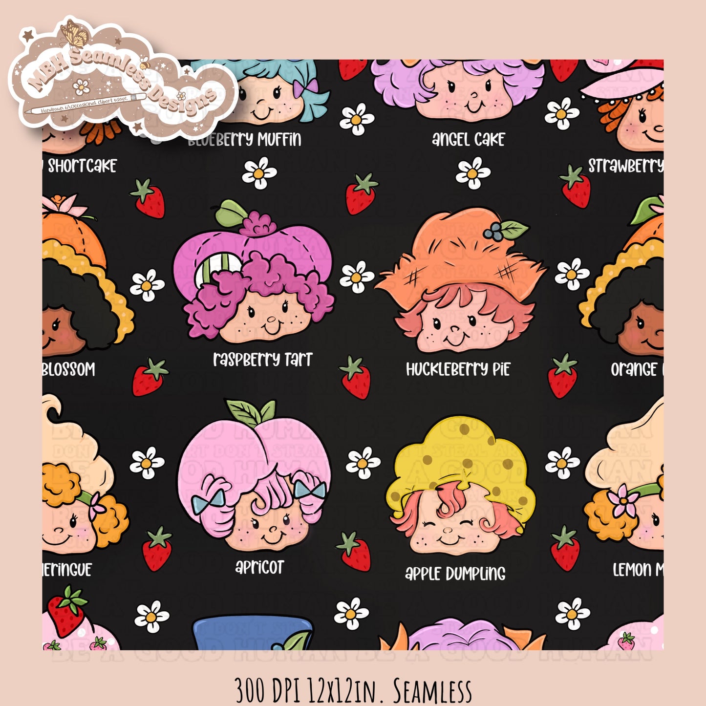 Strawberry Shortcake & Friends Seamless Pattern • Multiple Colorways