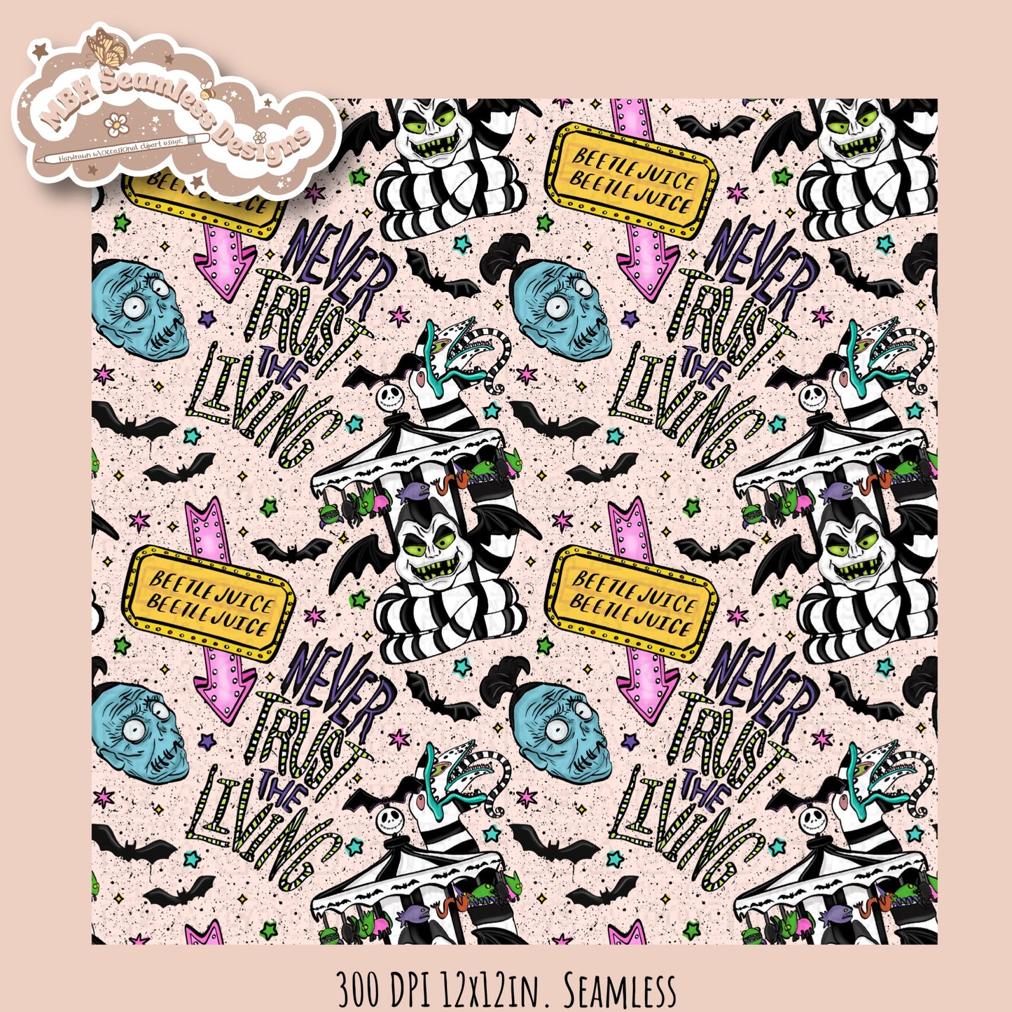 Never Trust The Living Seamless Pattern // PNG // Multiple Colorway Options
