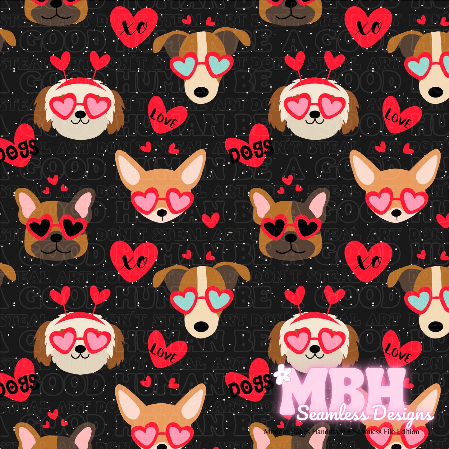 Dog Love Seamless Pattern & PNG