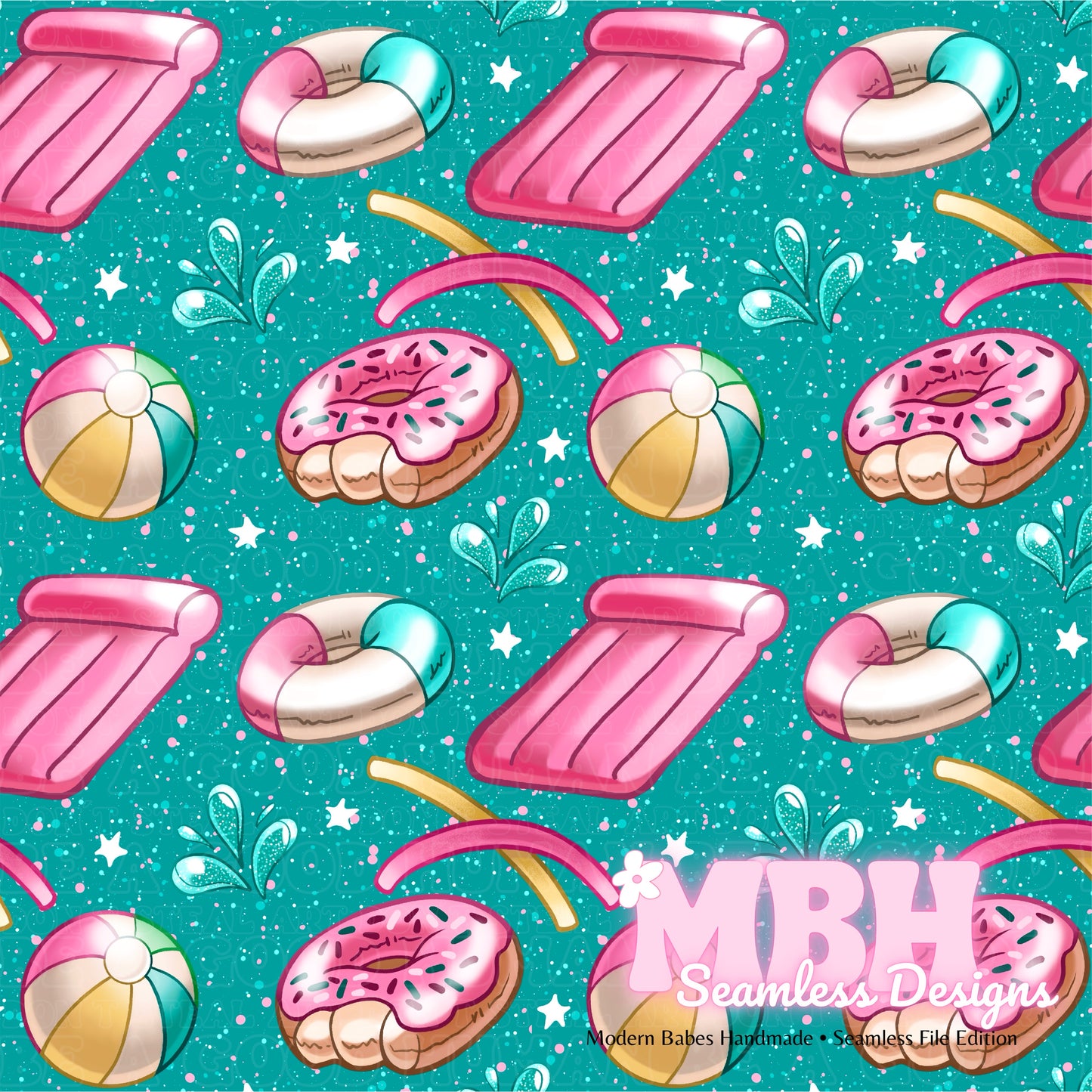 Pool Splash Seamless Pattern MULTIPLE COLORWAYS