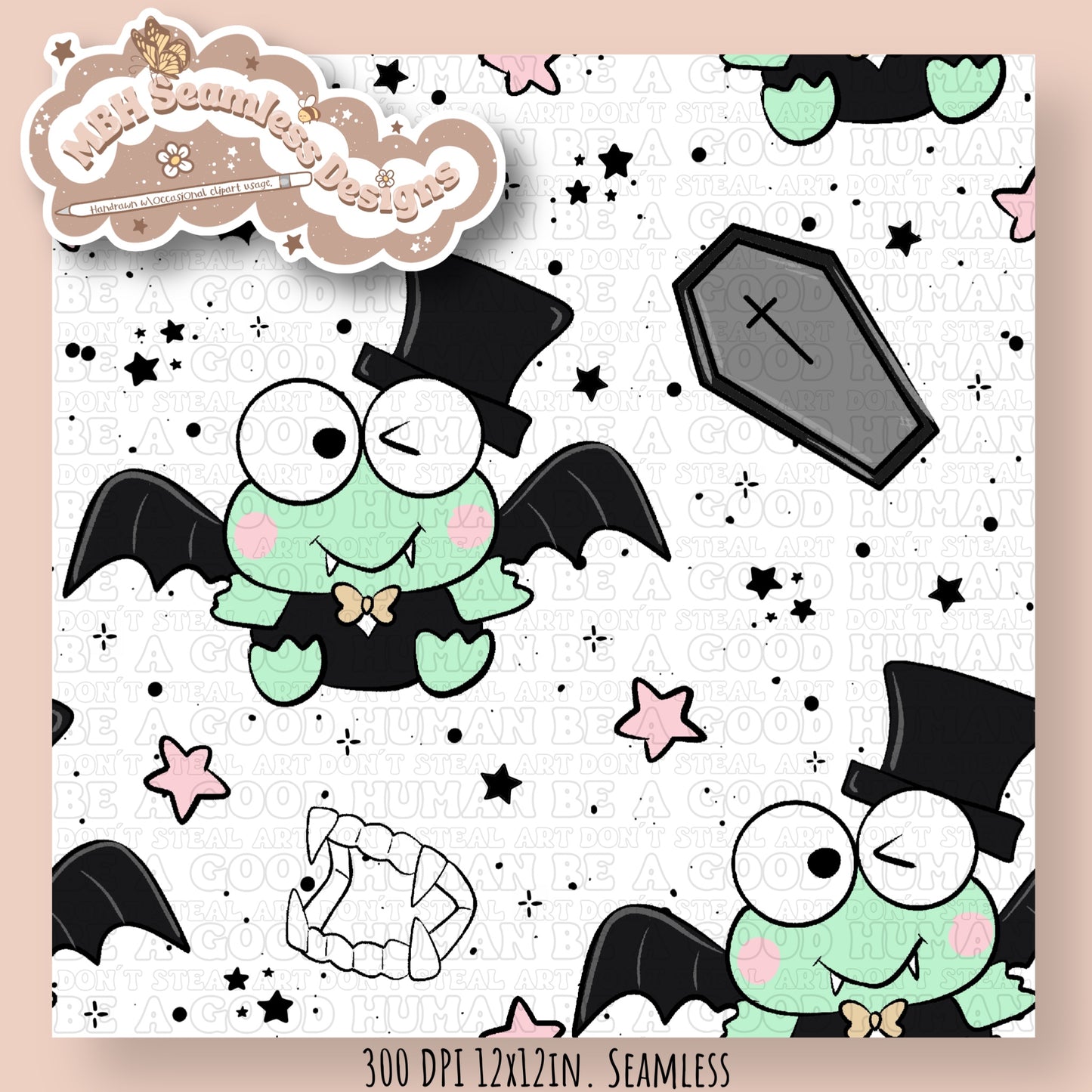 Kerropi Vampire Seamless Pattern MULTIPLE COLORWAYS