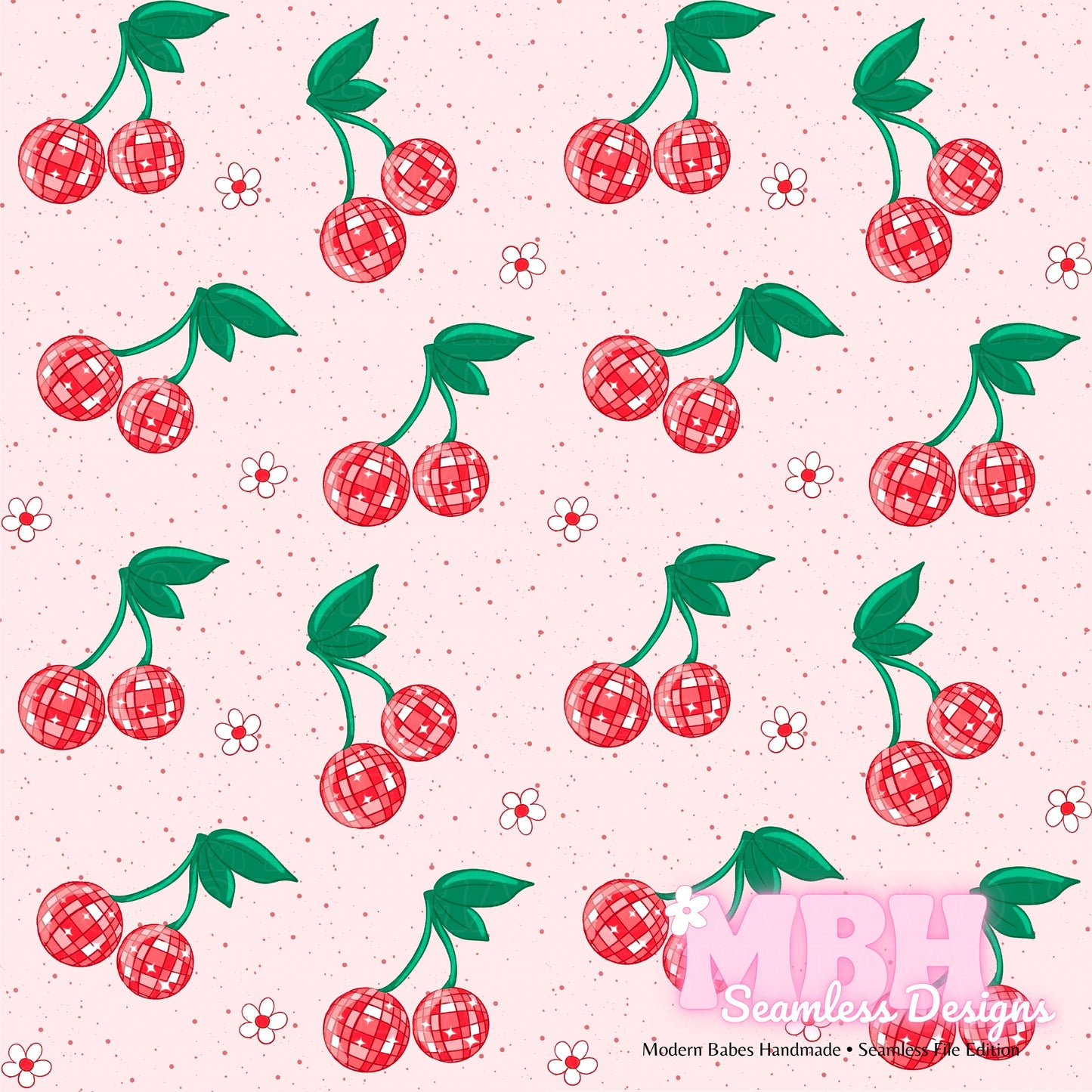 Disco Cherries Seamless Pattern