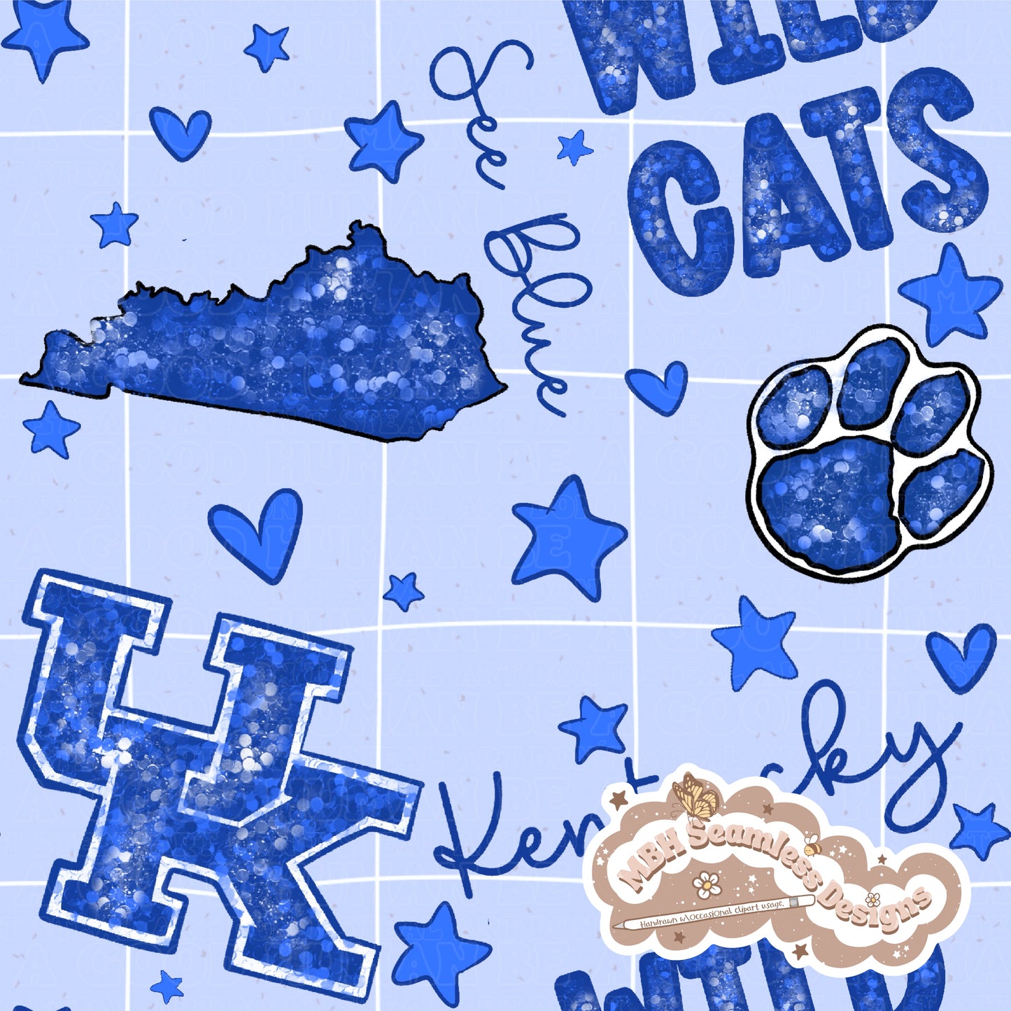 Grid UK Wildcats Seamless Pattern