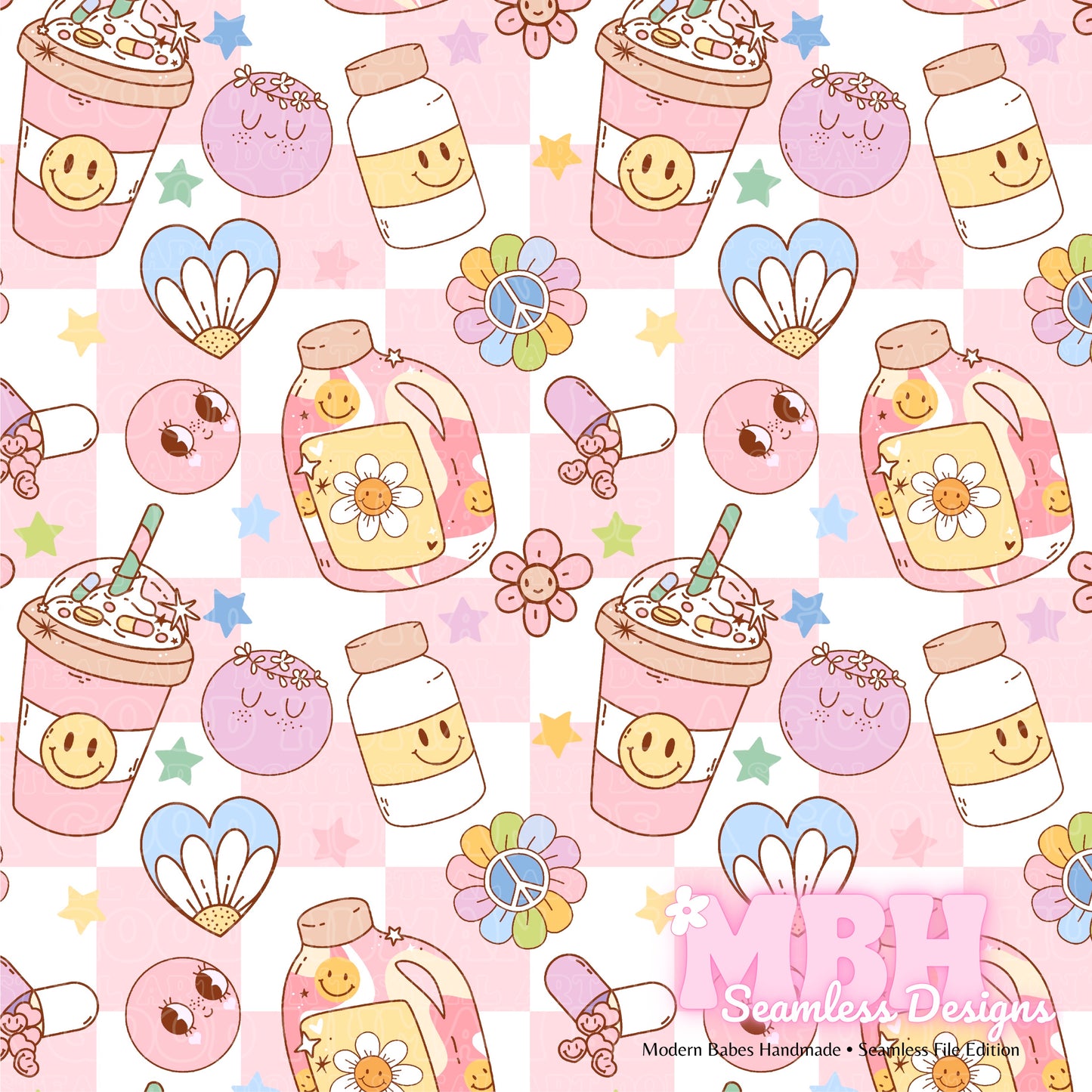 Groovy Self Love Assorted Colorways Seamless Pattern