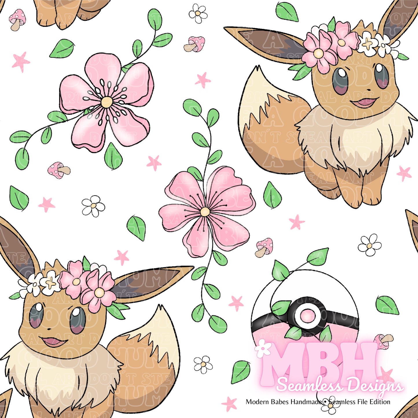 LIMITED Eevee Floral Seamless Pattern