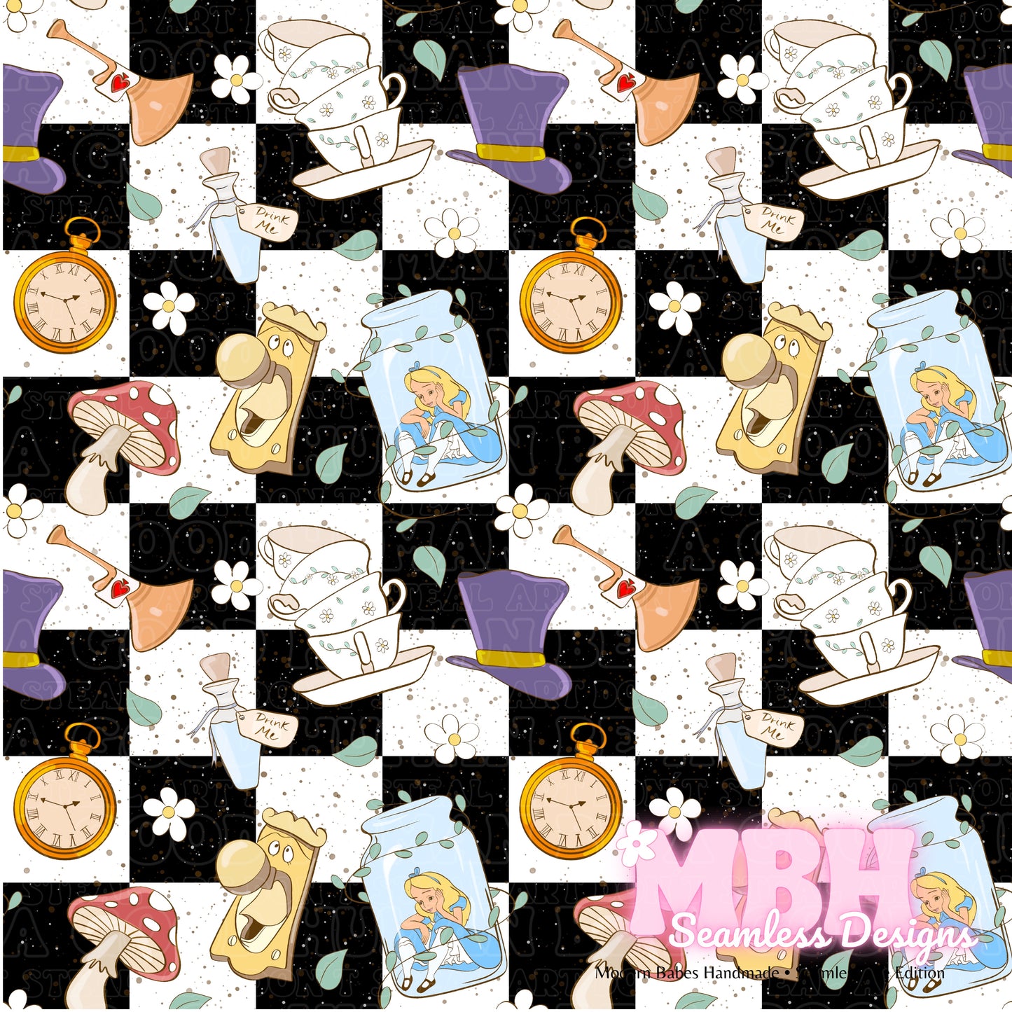 Alice In Jar Assorted Colorways Seamless Pattern