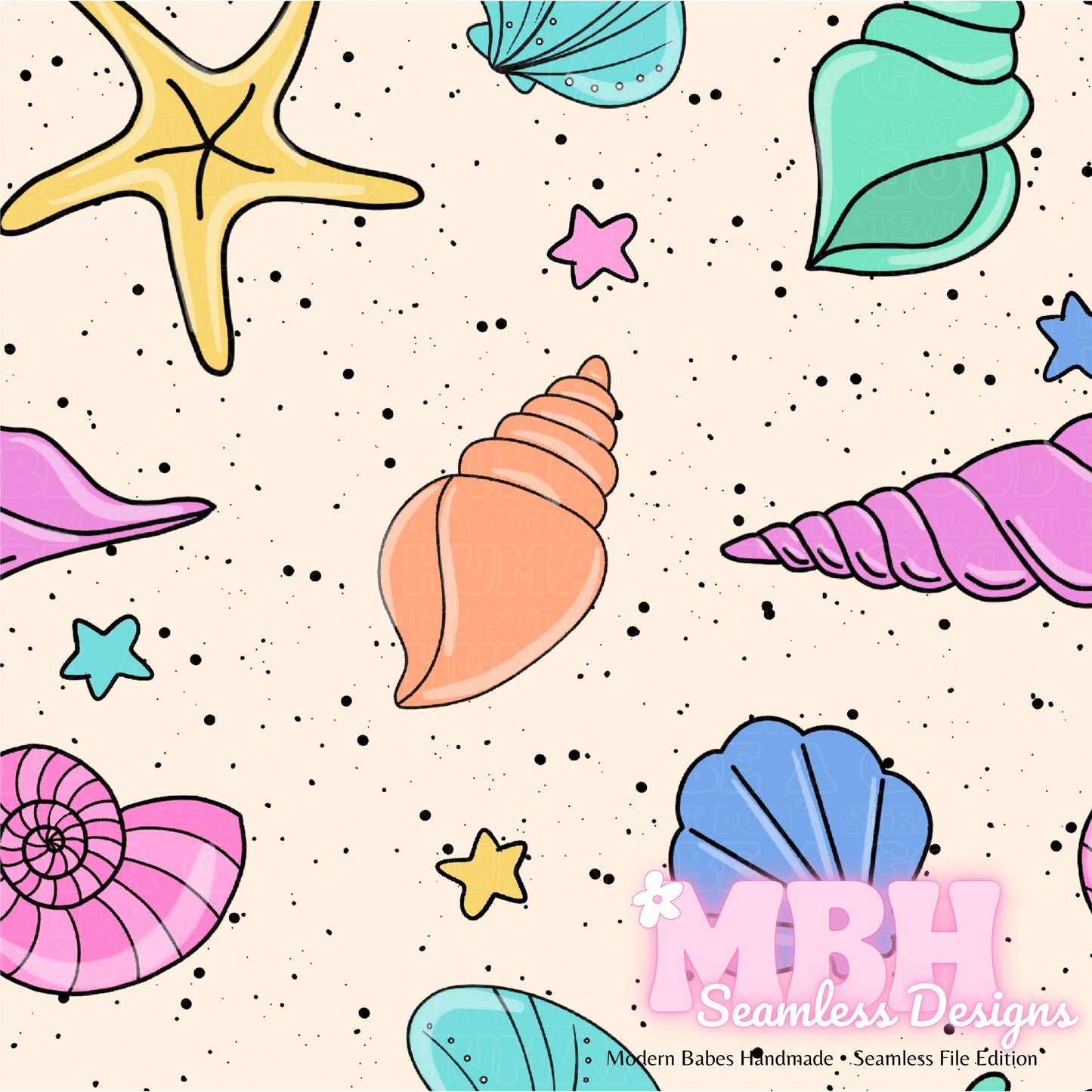 Seashells Spex Seamless Pattetn MULTIPLE COLORWAYS