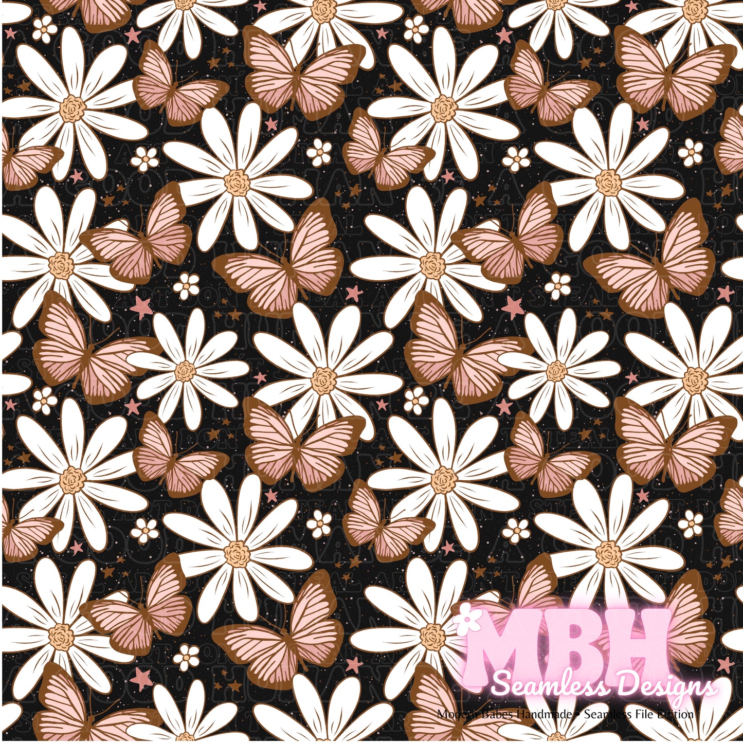 Mauve Pink Butterfly Floral ASSORTED COLORWAYS Seamless Pattern