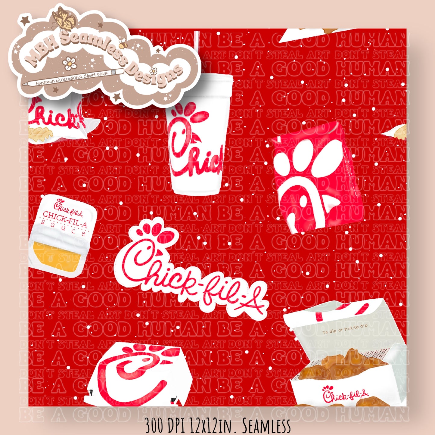 Chic Fil A Spex Seamless Pattern & PNG
