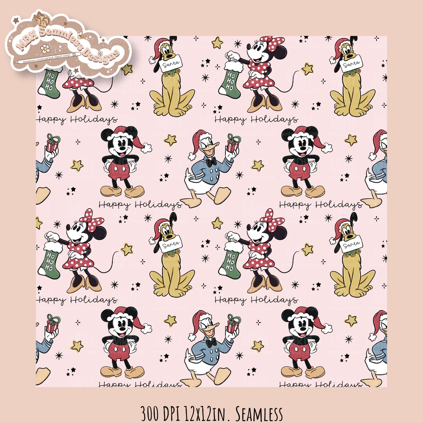 Christmas Mouse & Friends  Seamless Pattern // PNG //MULTIPLE COLORWAYS