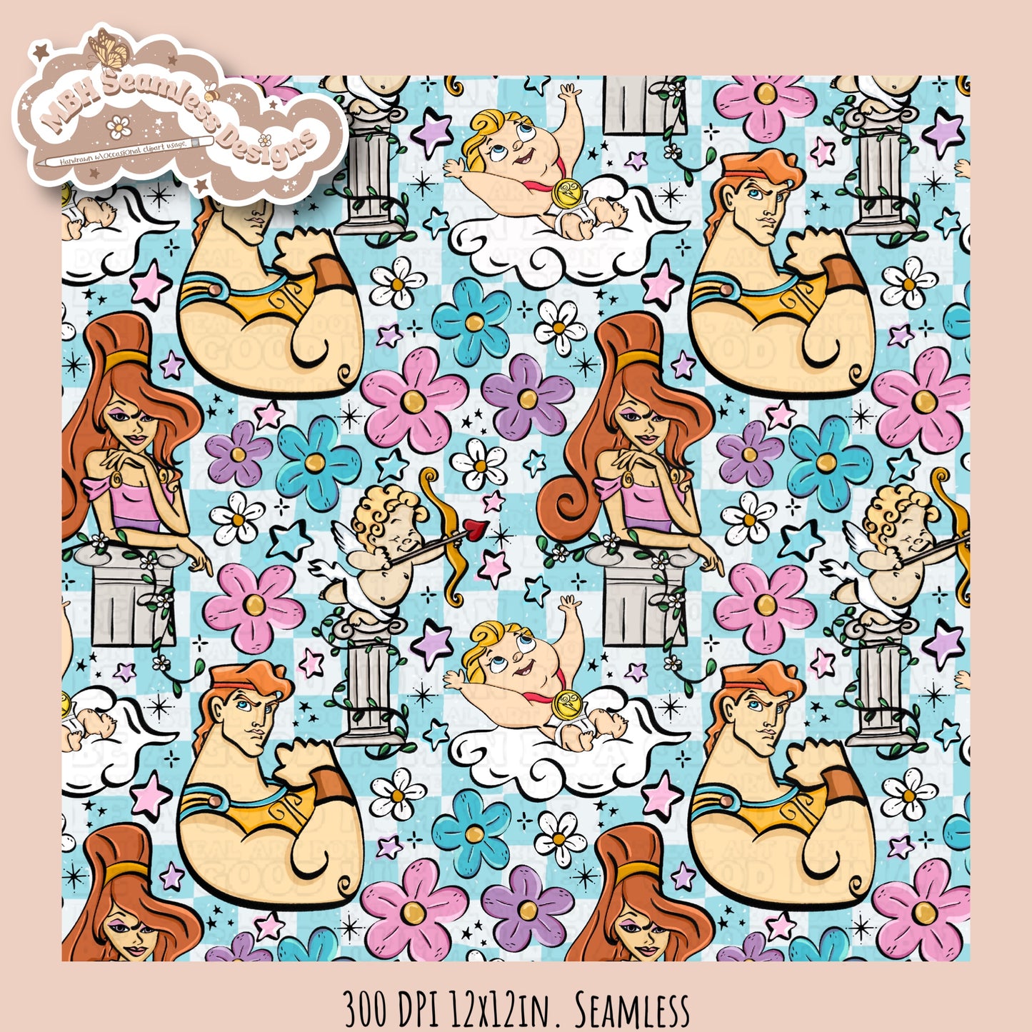 Floral Hercules Seamless Pattern & PNG Assorted Colorways