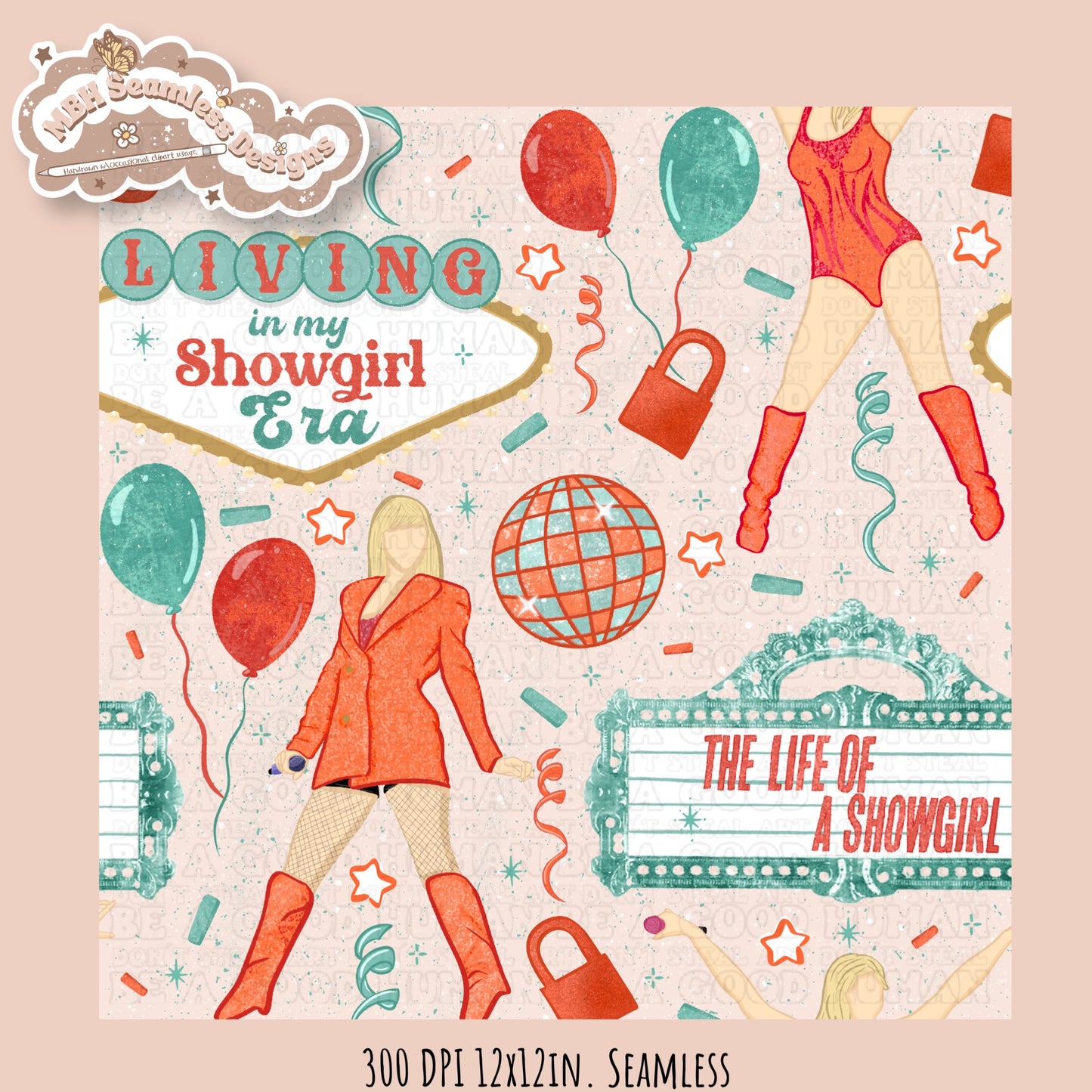 TS12 Showgirl Seamless Pattern // PNG // Assorted Colorway Options
