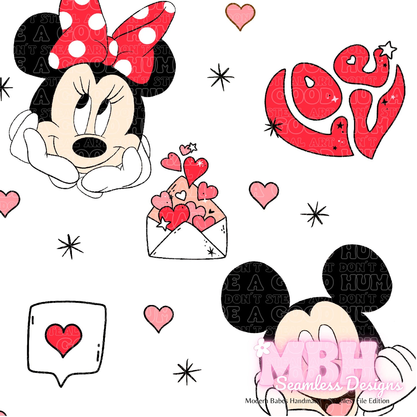 Mouse Love Seamless Pattern