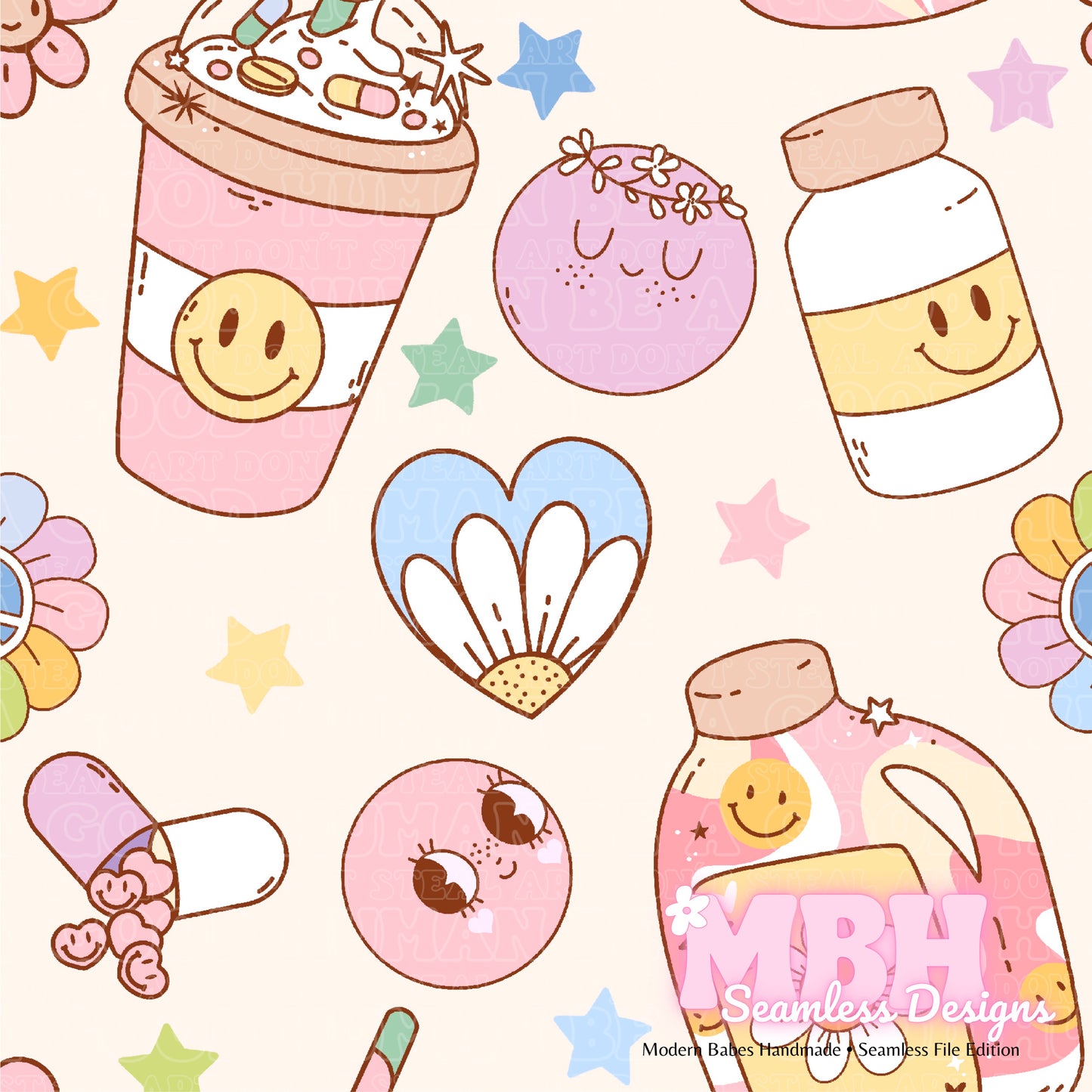 Groovy Self Love Assorted Colorways Seamless Pattern