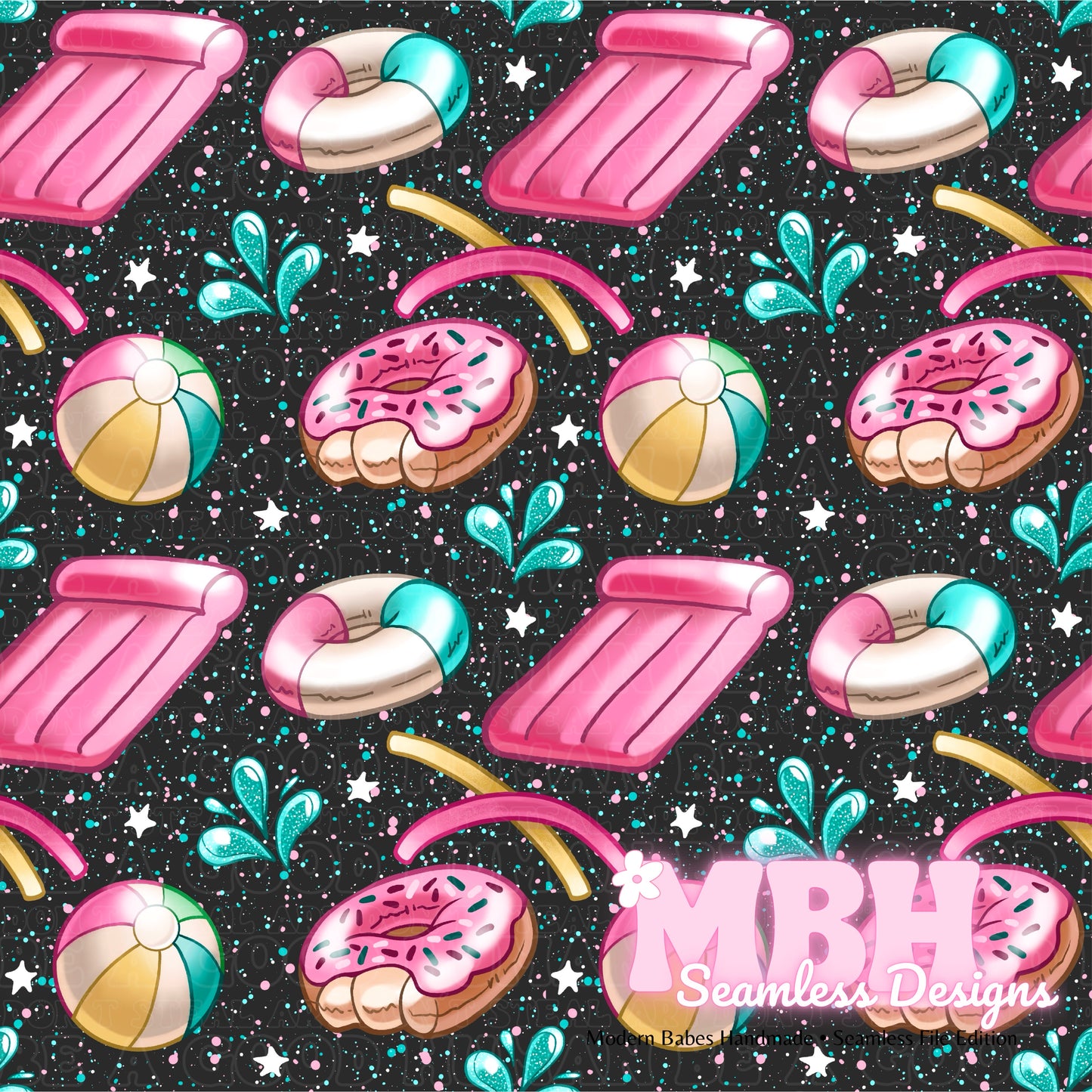 Pool Splash Seamless Pattern MULTIPLE COLORWAYS