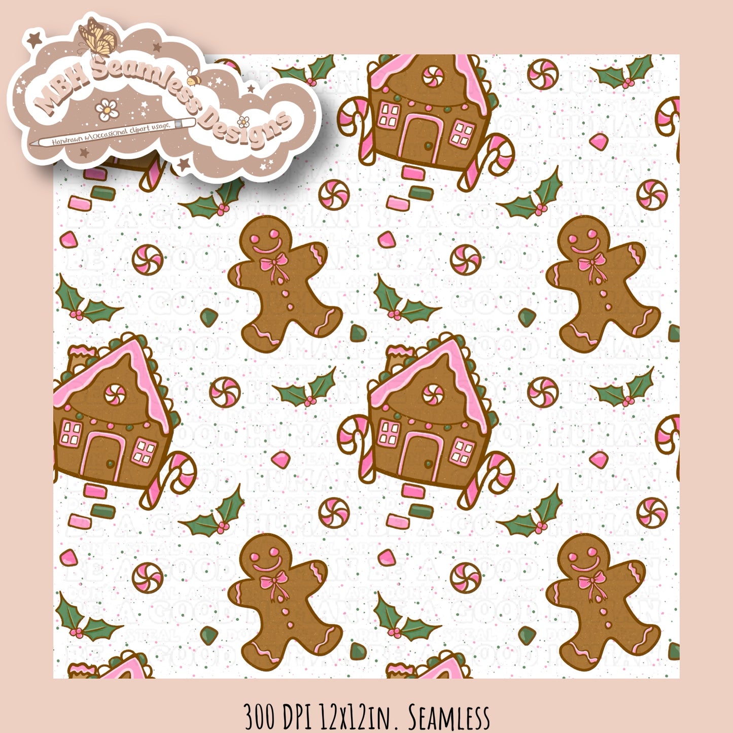 Pink Gingerbread Seamless MULTIPLE COLORWAYS