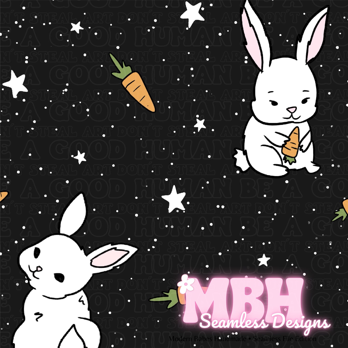 Starry Rabbit Seamless Pattern Multiple Colorways