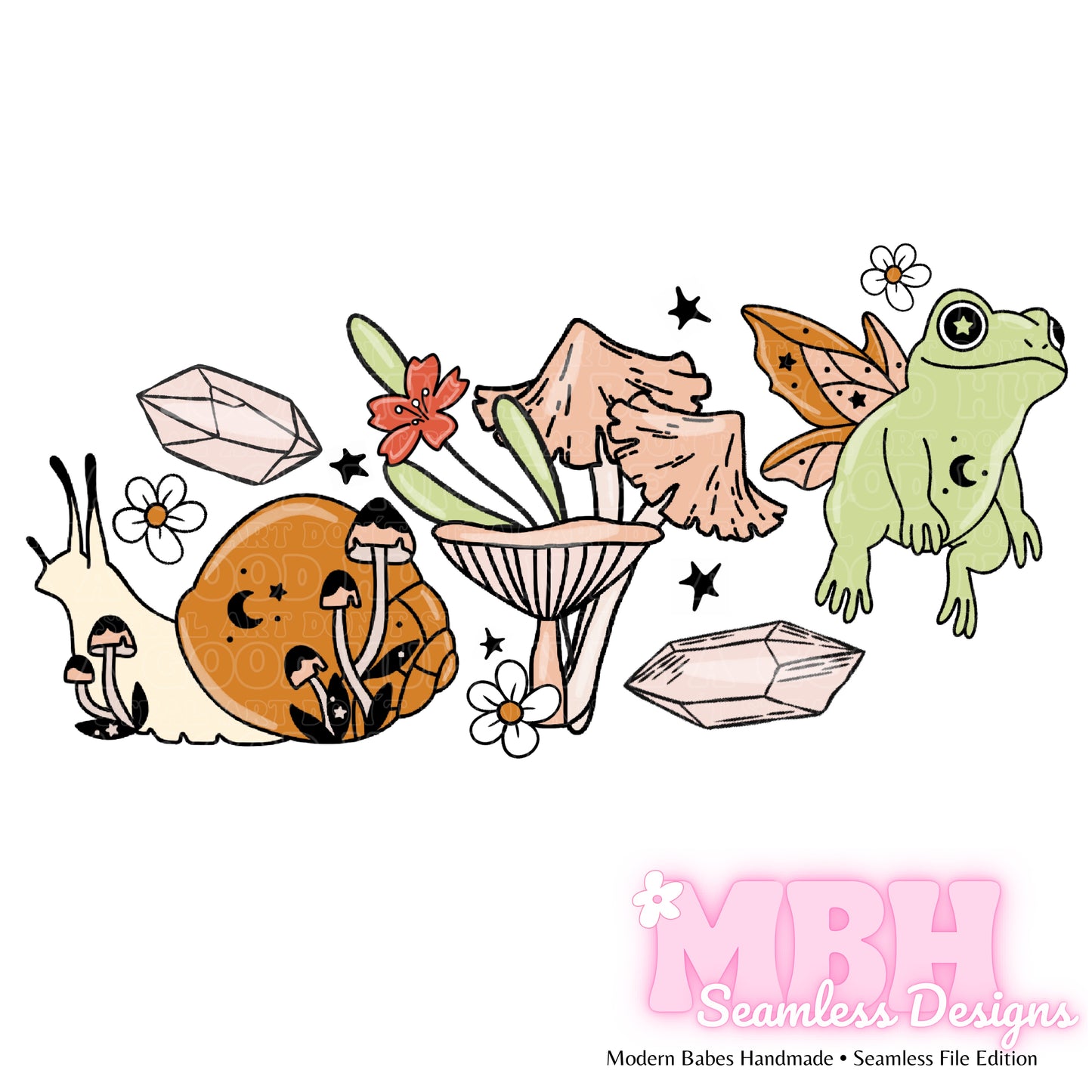 Mystical Cottagecore Assorted Colorways Seamless Pattern