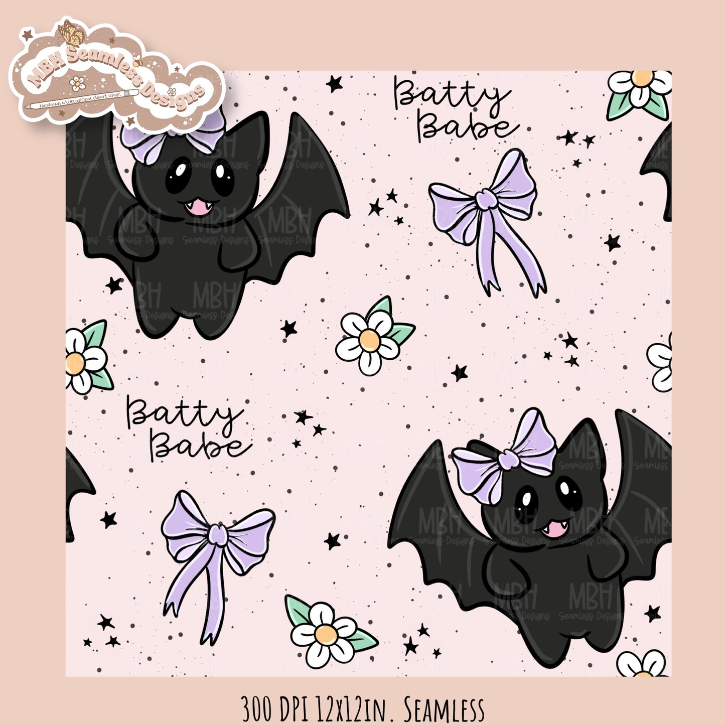 Coquette Bats • Hextober 25 // Seamless Pattern // Multiple Colorway Options