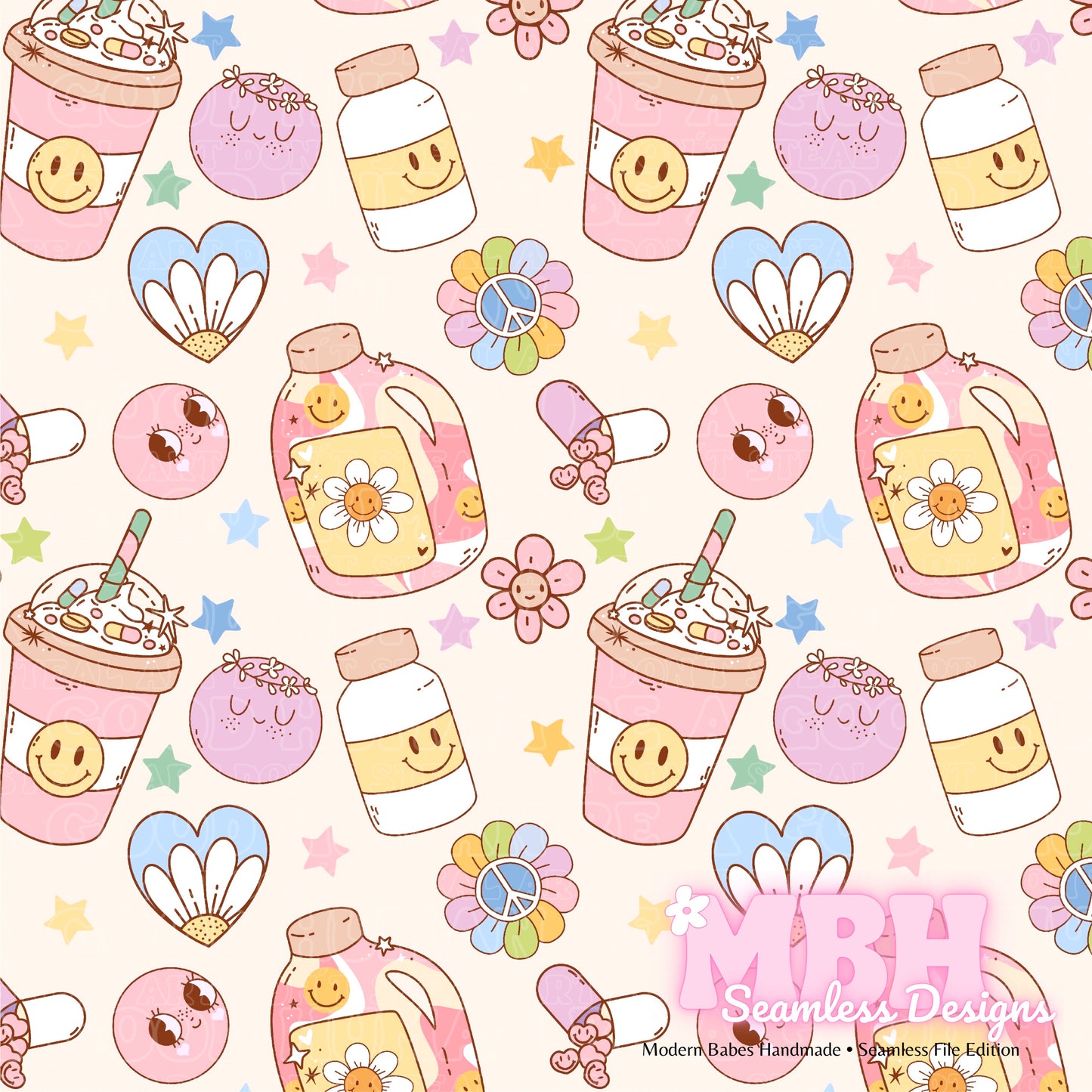 Groovy Self Love Assorted Colorways Seamless Pattern