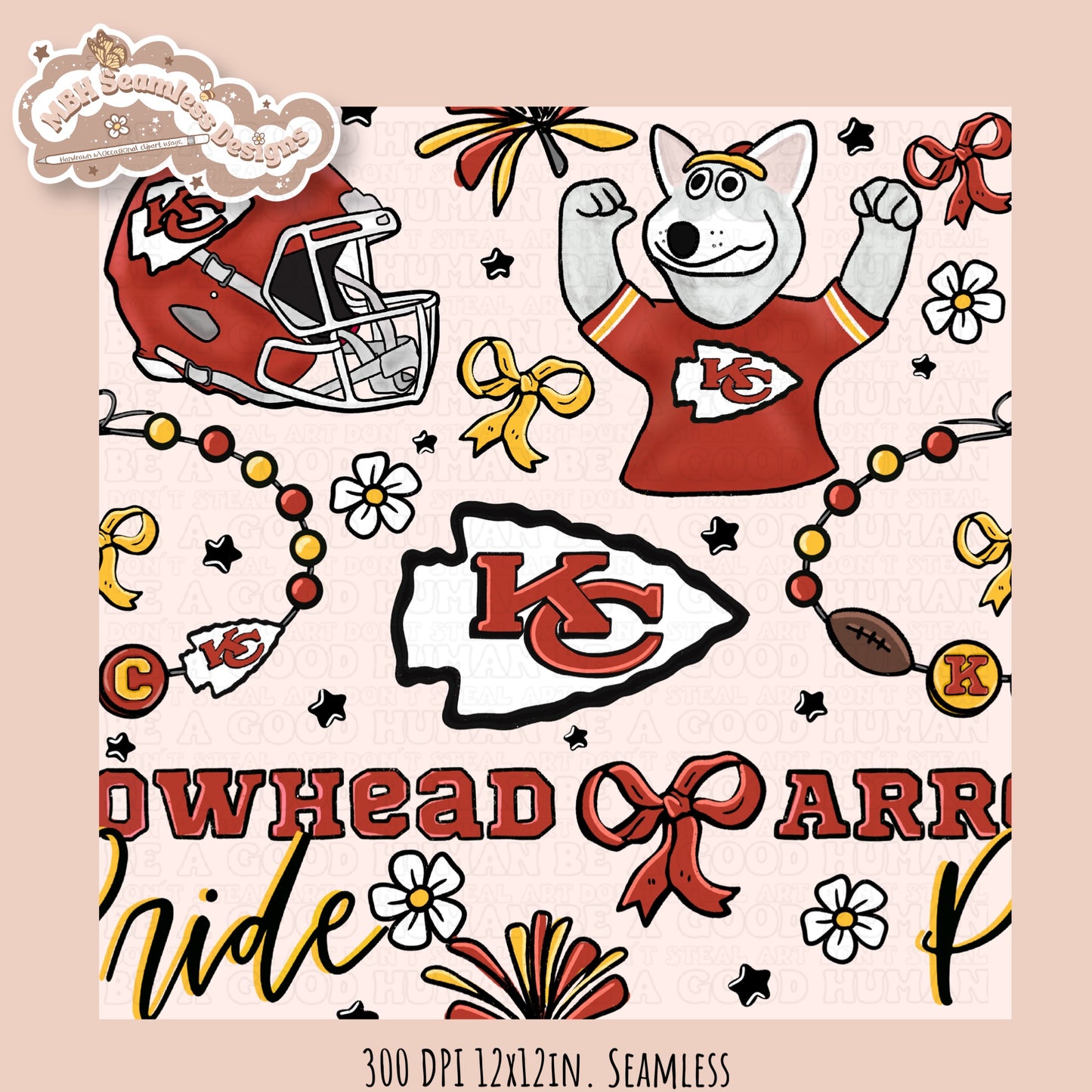 Chiefs x Daisies Football Seamless Pattern // Assorted Colorways