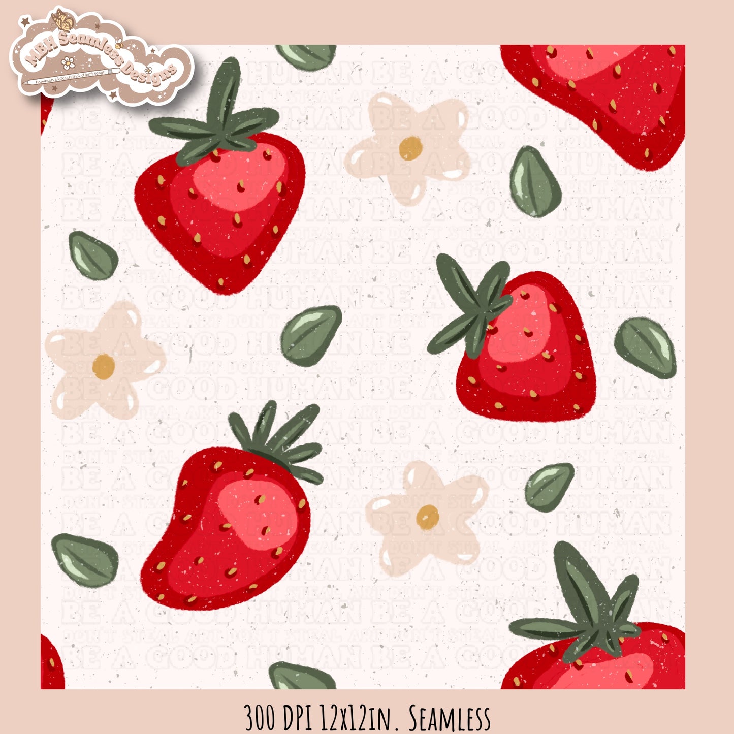 Strawberry Floral Seamless Pattern MULTIPLE COLORWAYS