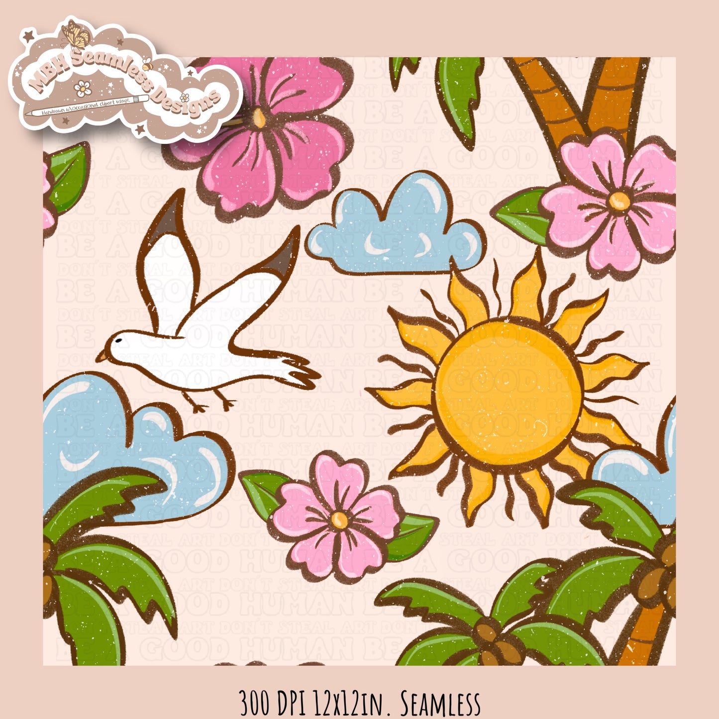 Tropical Vibes Floral Seamless Pattern • Multiple Colorway Options