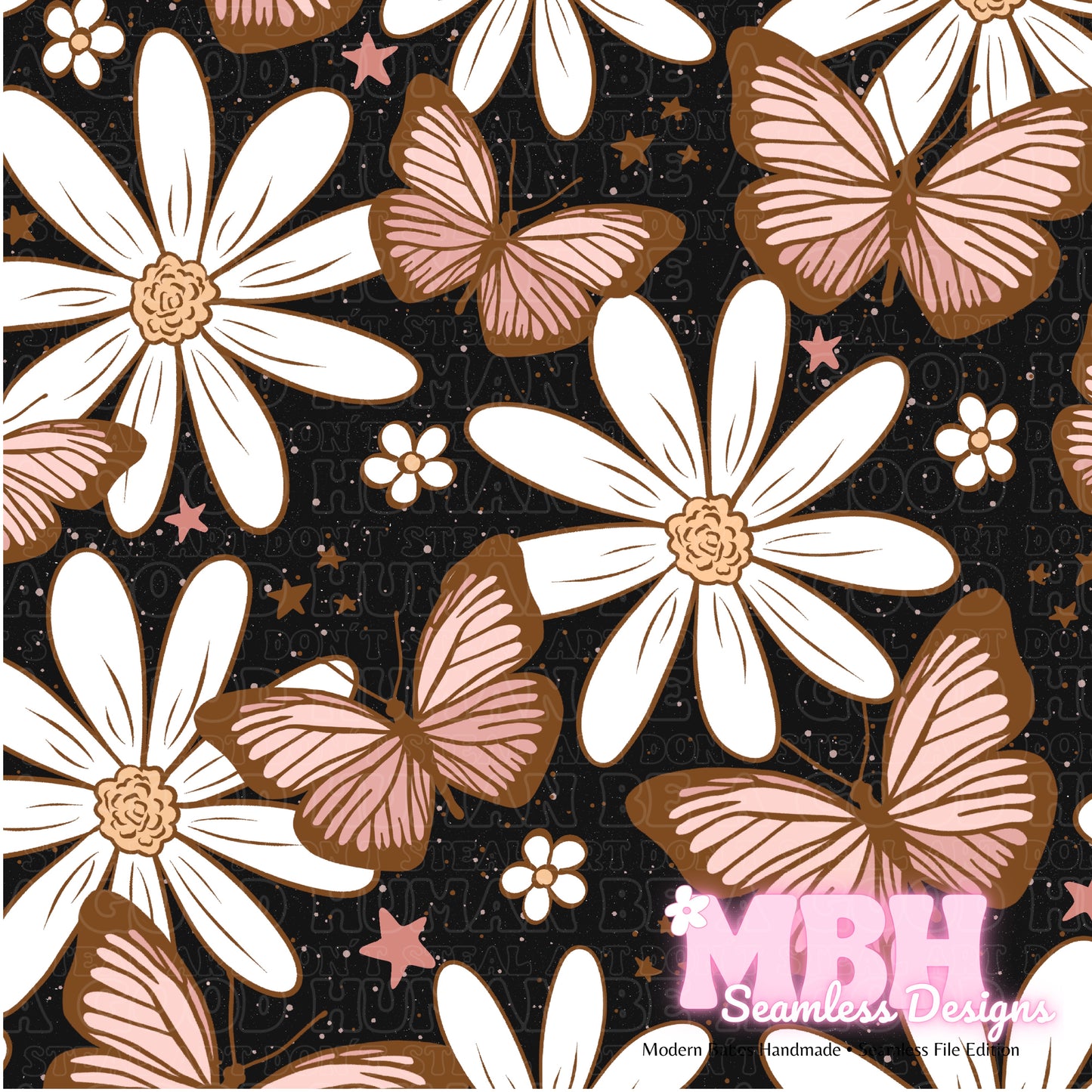 Mauve Pink Butterfly Floral ASSORTED COLORWAYS Seamless Pattern